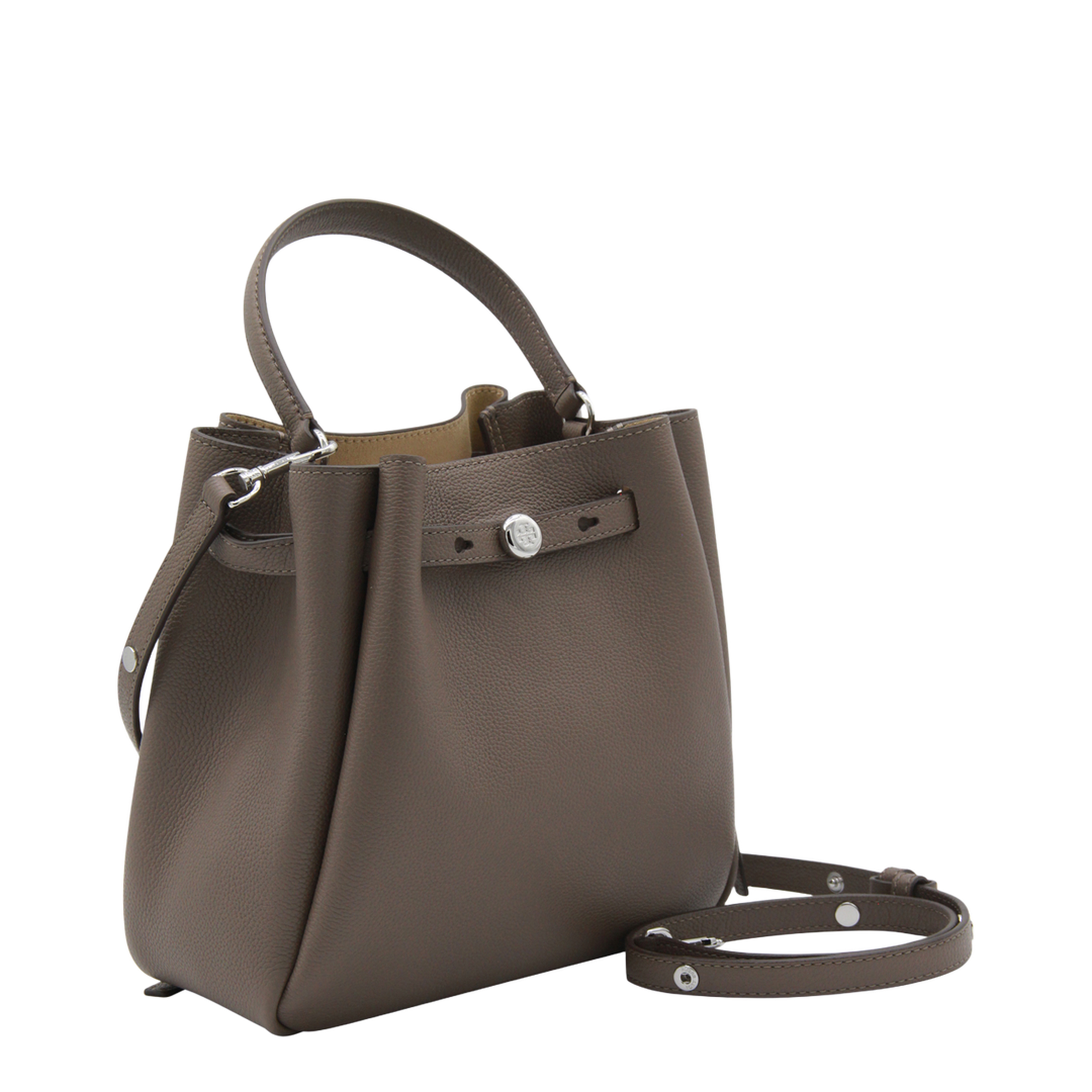 Romy Pebbled Leather Bucket Bag - Soft Cement - Image 4
