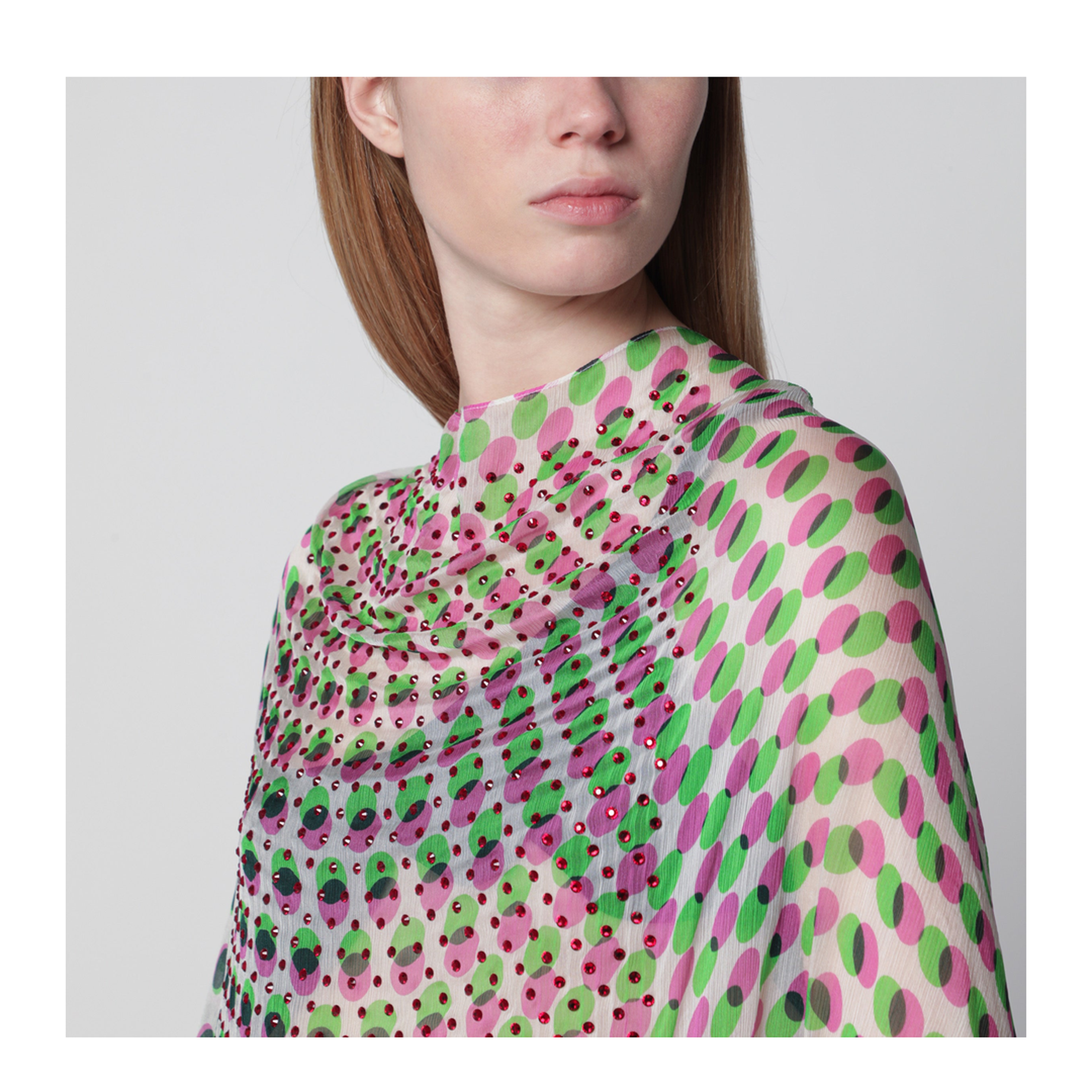 Ecru Polka-Dot Sheer Silk Cape - Image 2