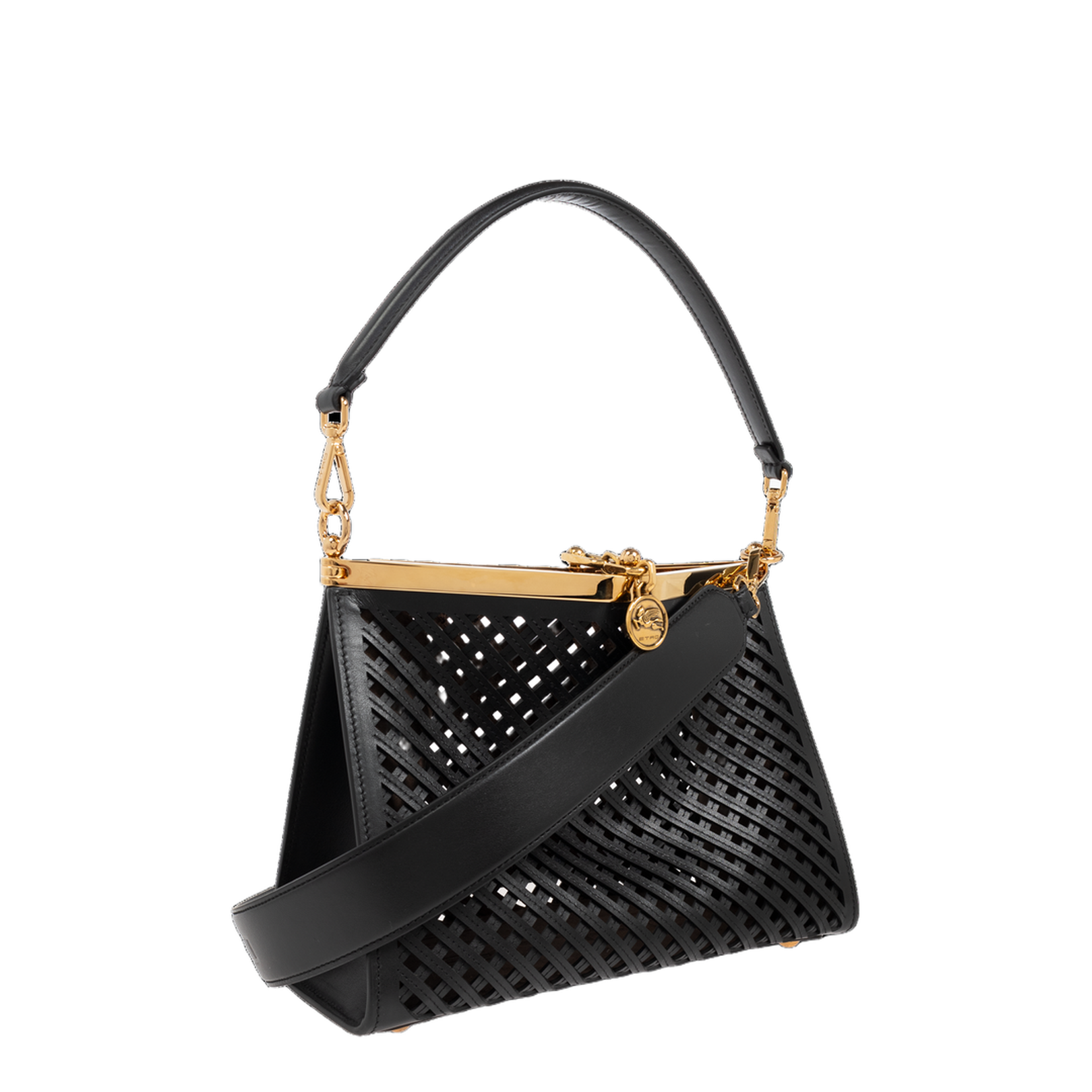 Vela Medium Leather Shoulder Bag - Black - Image 4