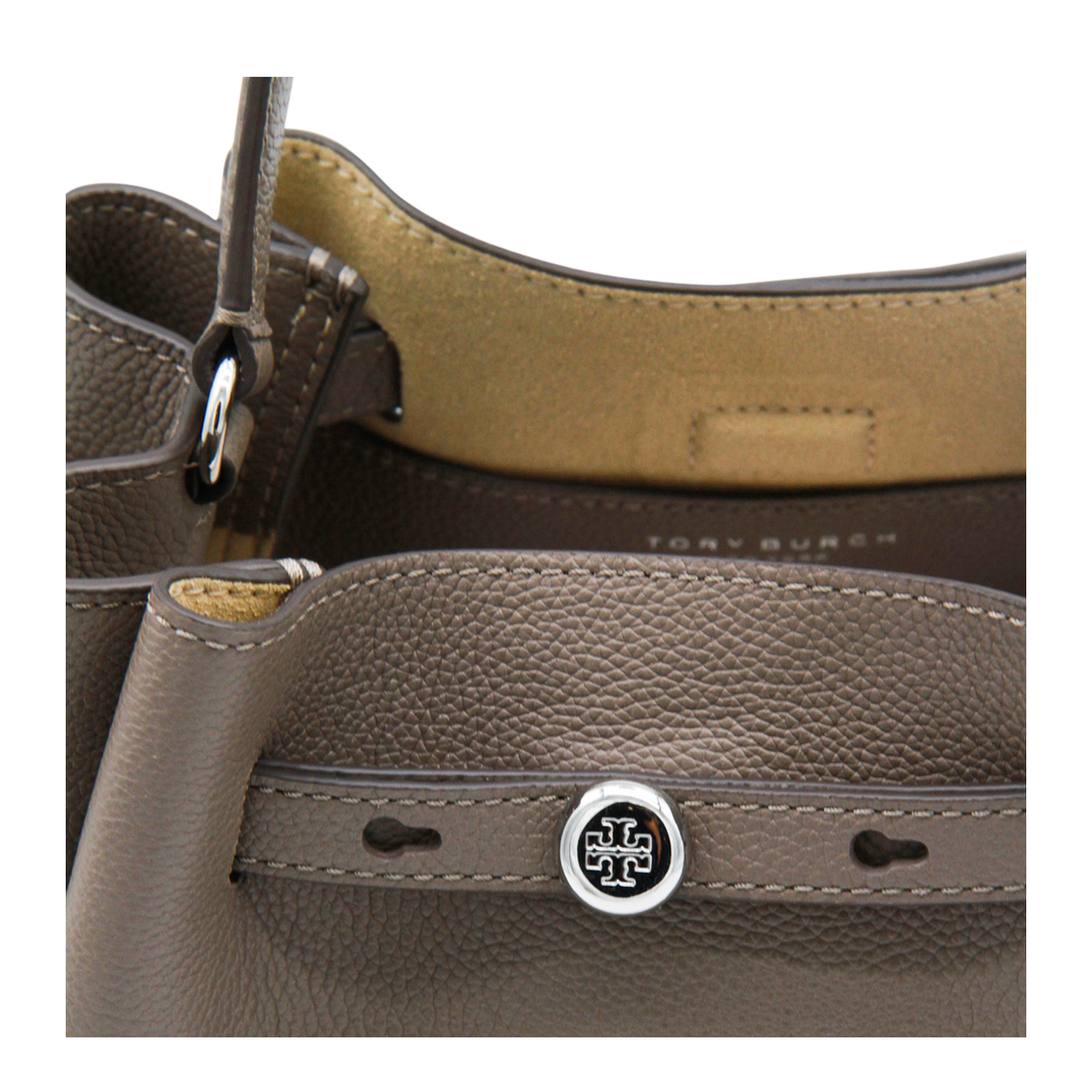 Romy Pebbled Leather Bucket Bag - Soft Cement - Image 7