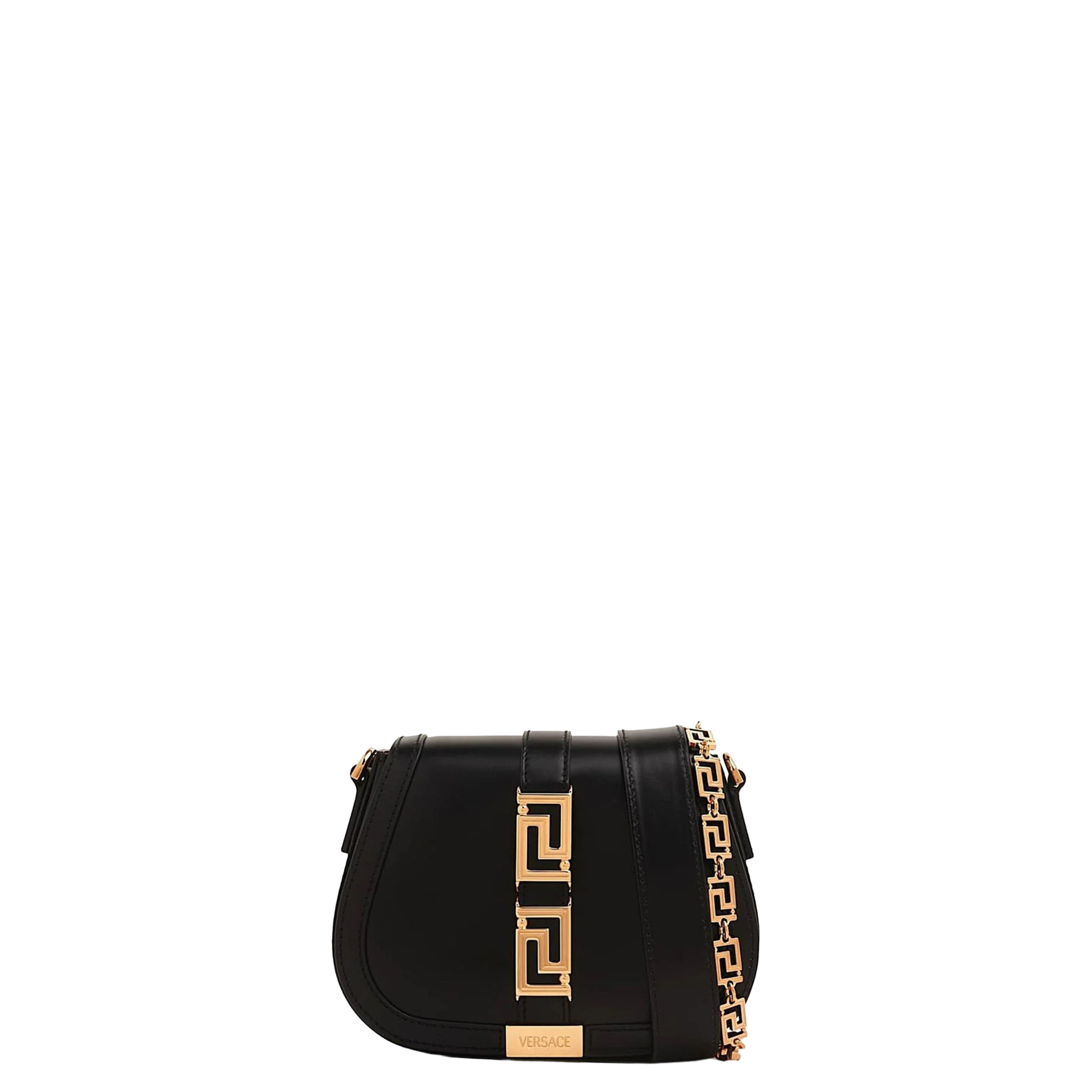 Versace La Greca Saddle Bag Leather Black - Image 1