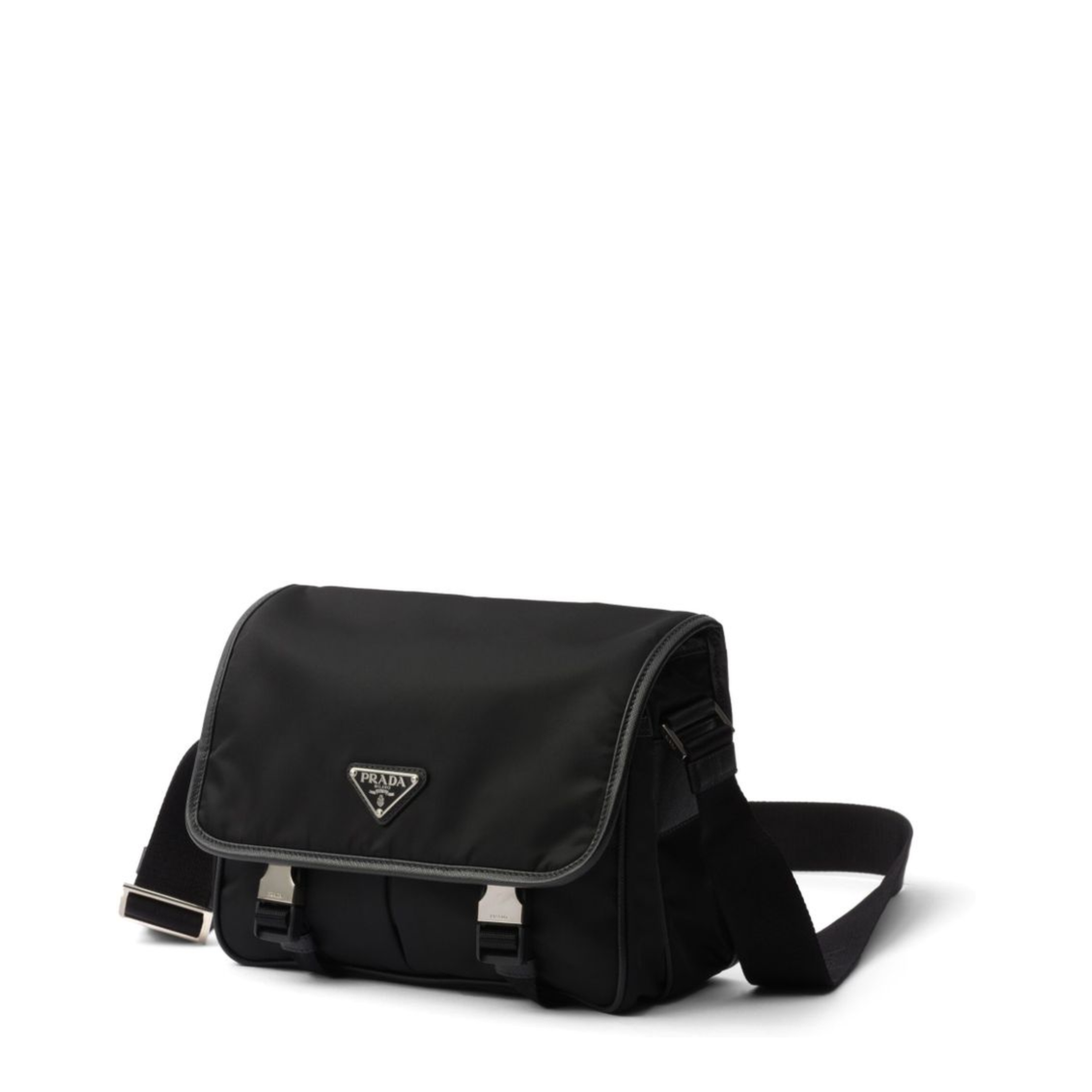 Re-Nylon Saffiano Leather Shoulder Bag - Black - Image 2