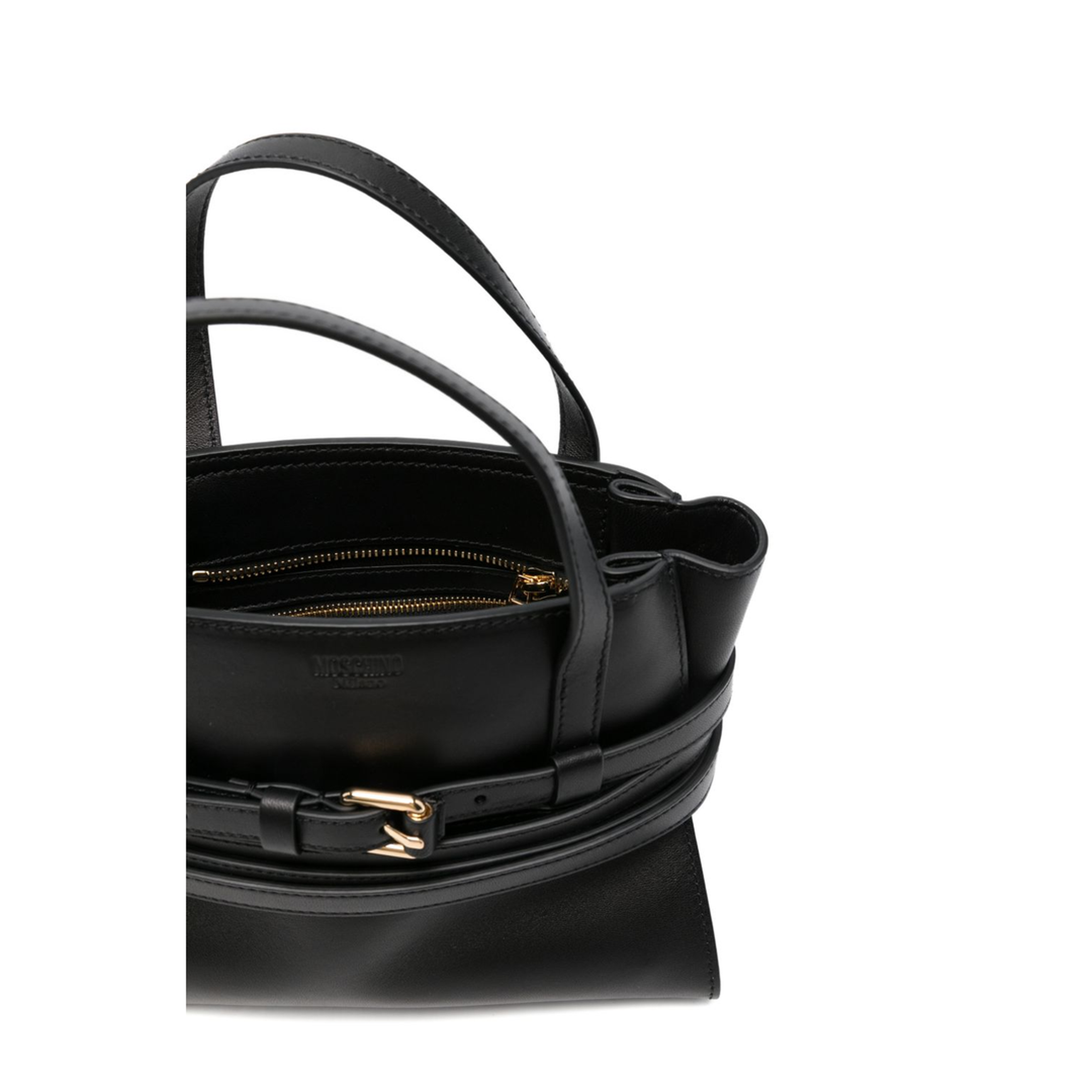 Tie Me Calf Leather Tote Bag - Black - Image 2