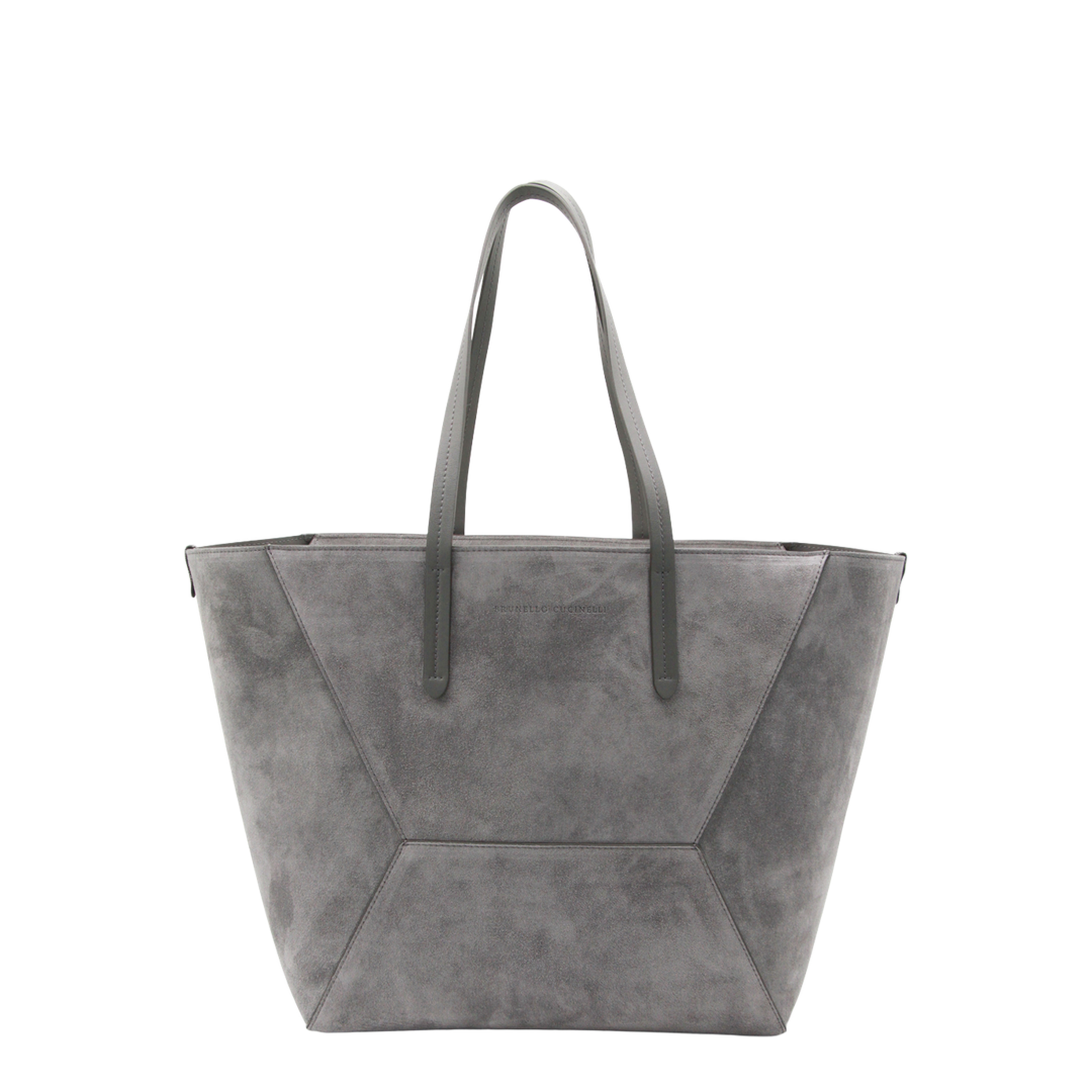 Duo Medium Suede Shopper Tote - Grigio - Image 5