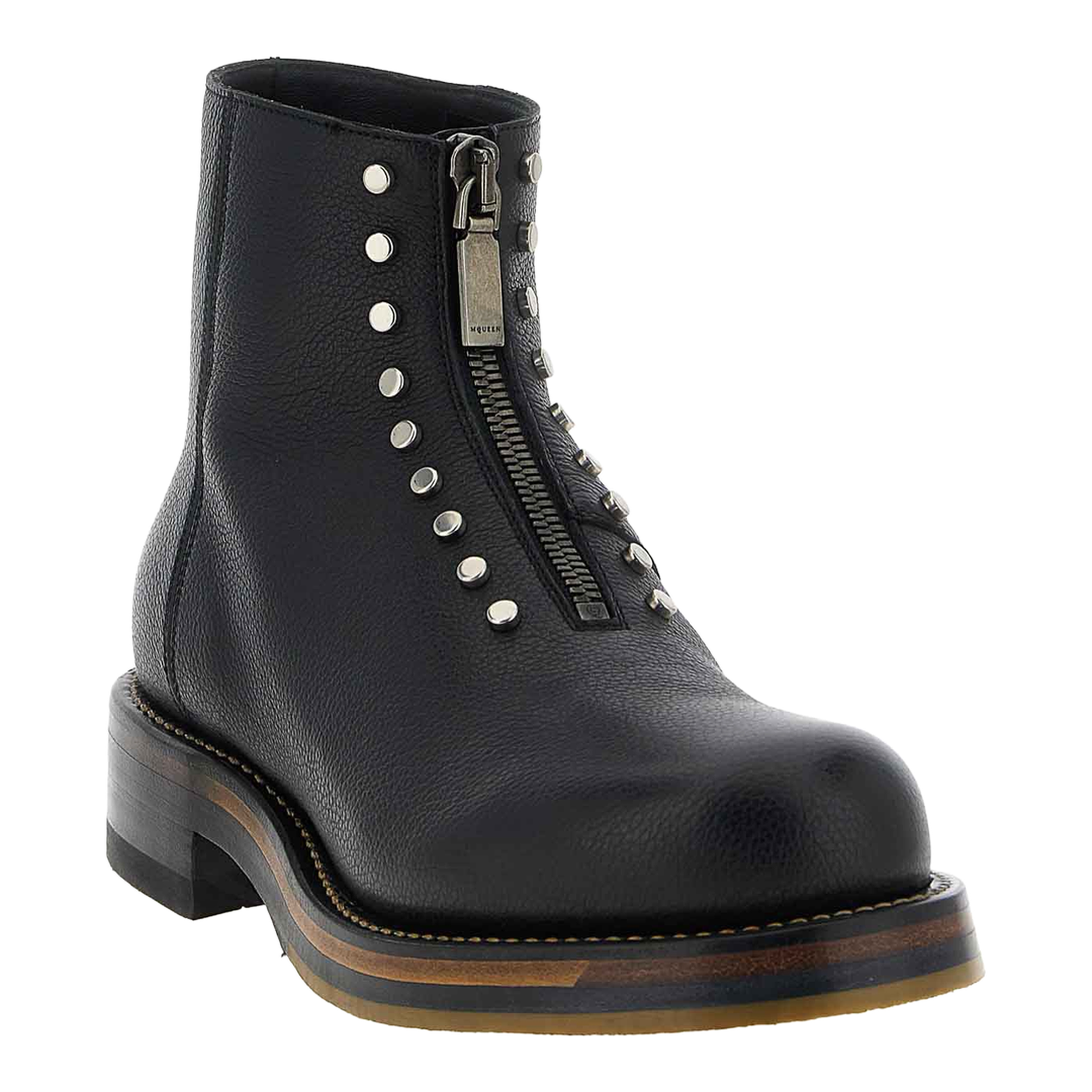 Leather Ankle Boots with Studs - Image 1