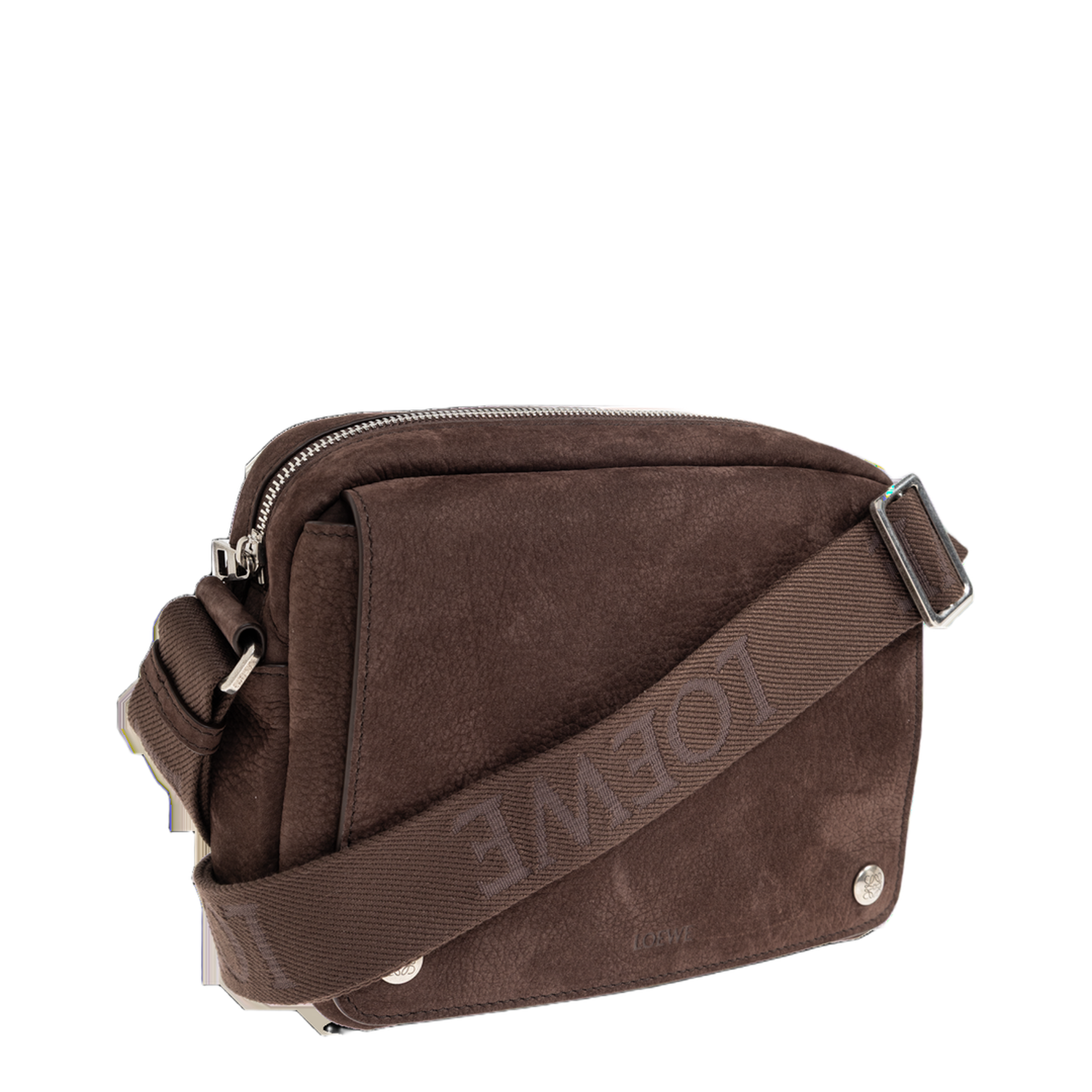 Pebble Medium Grained Nubuck Messenger Bag - Dark Brownie - Image 4