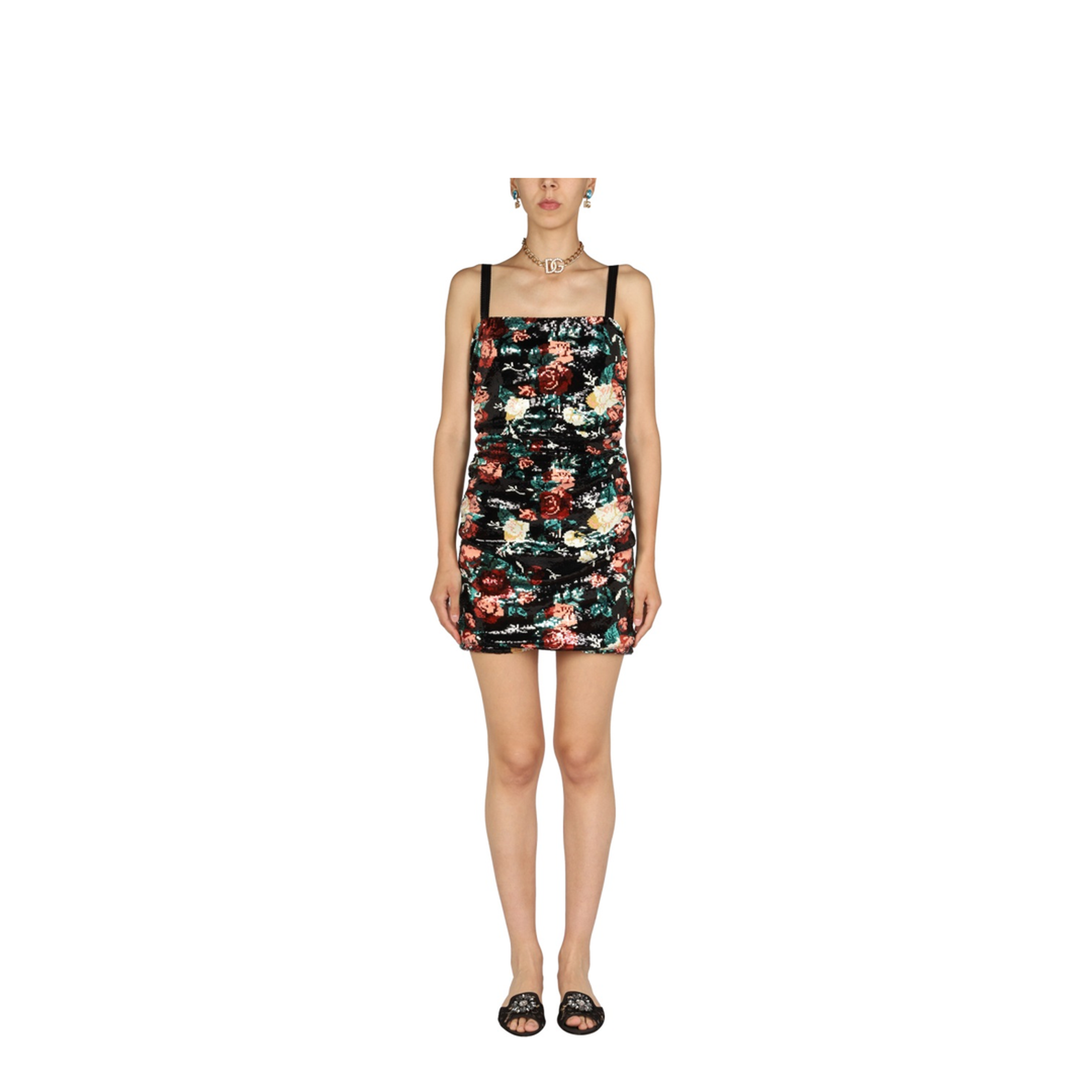 Rose Embroidery Short Dress - Image 1