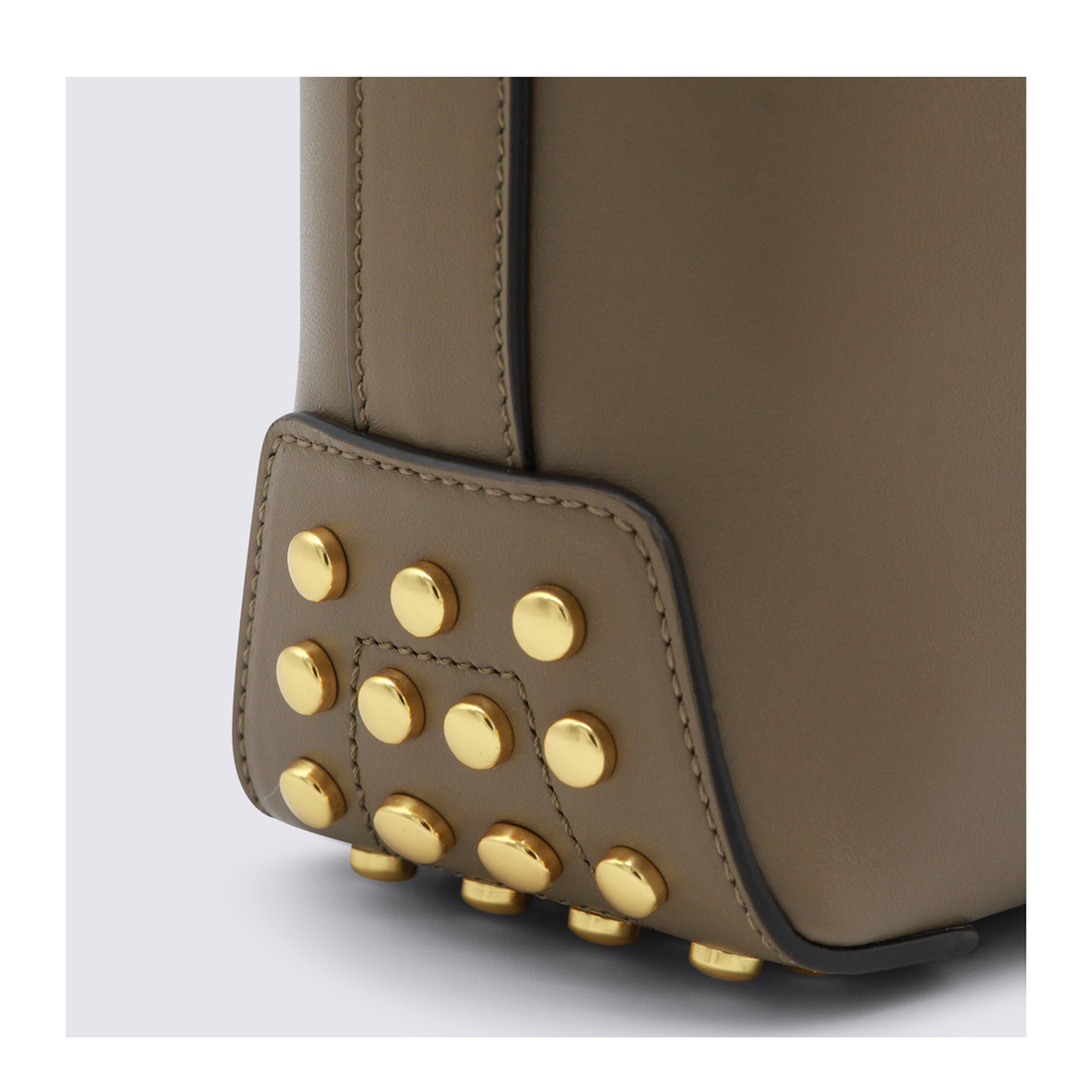 Metal Dots Mini Calfskin Shoulder Bag - Dove Grey - Image 8