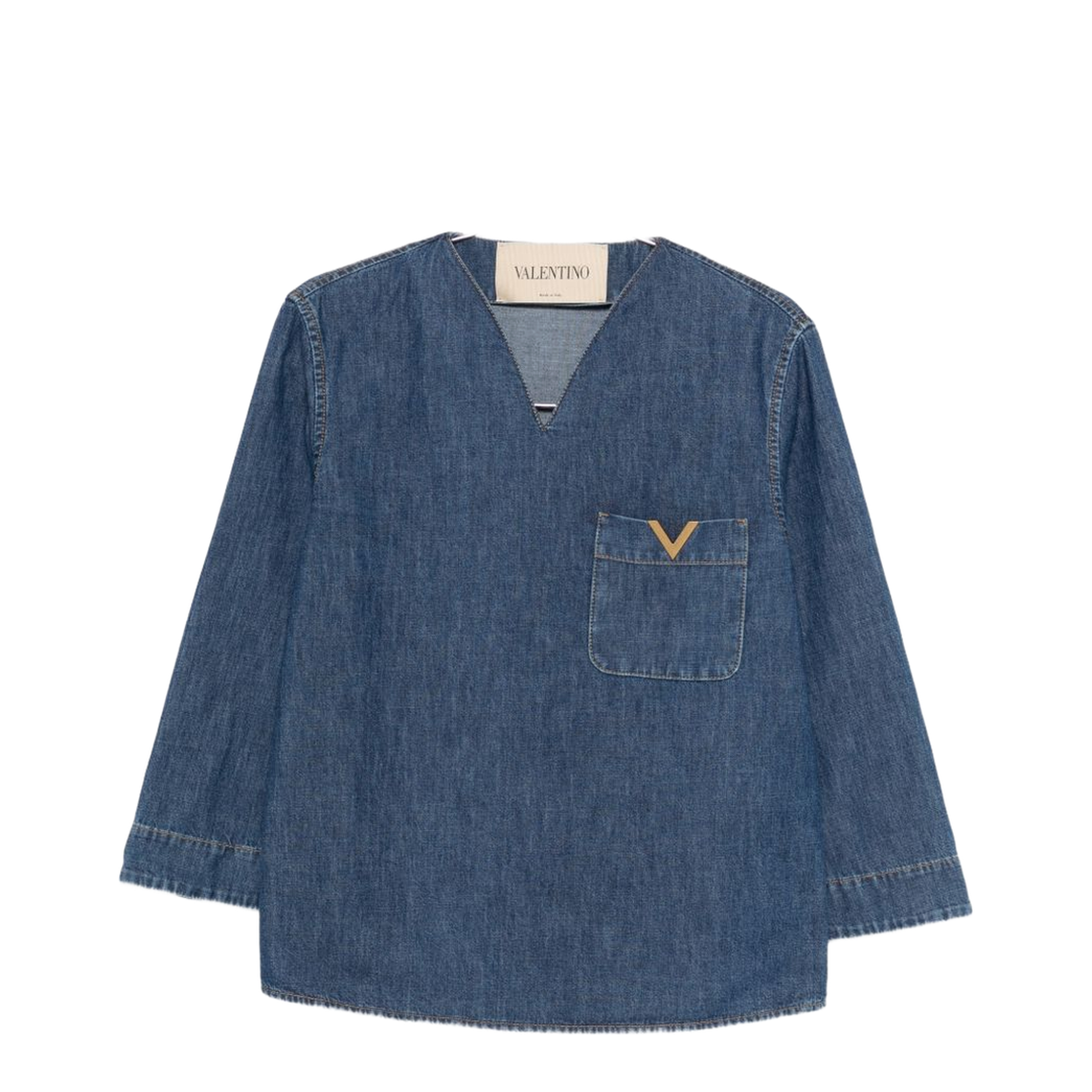 Cotton Denim Shirt - Blue - Image 1