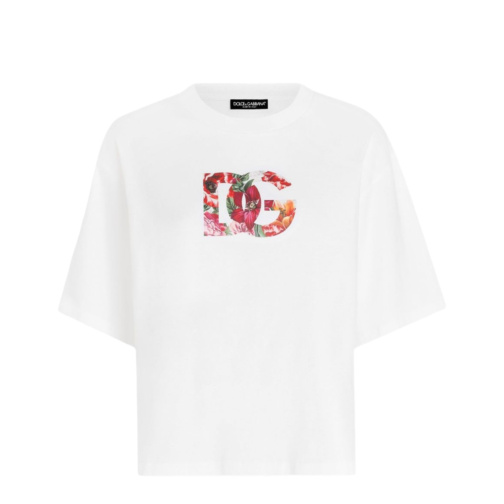 Flower-print Short-sleeved T-shirt in White - Image 1