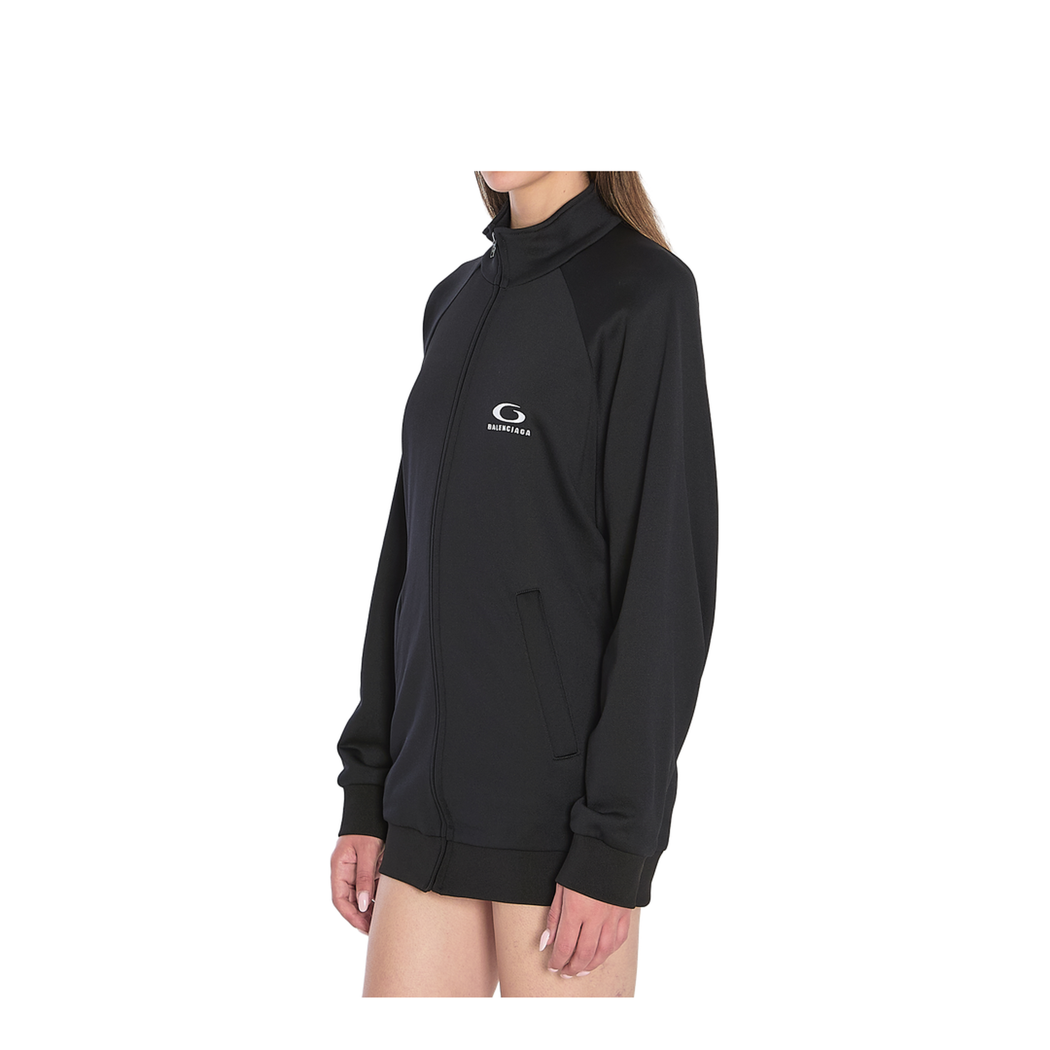 Black Cotton Zip-Up Tracksuit Jacket - Image 2