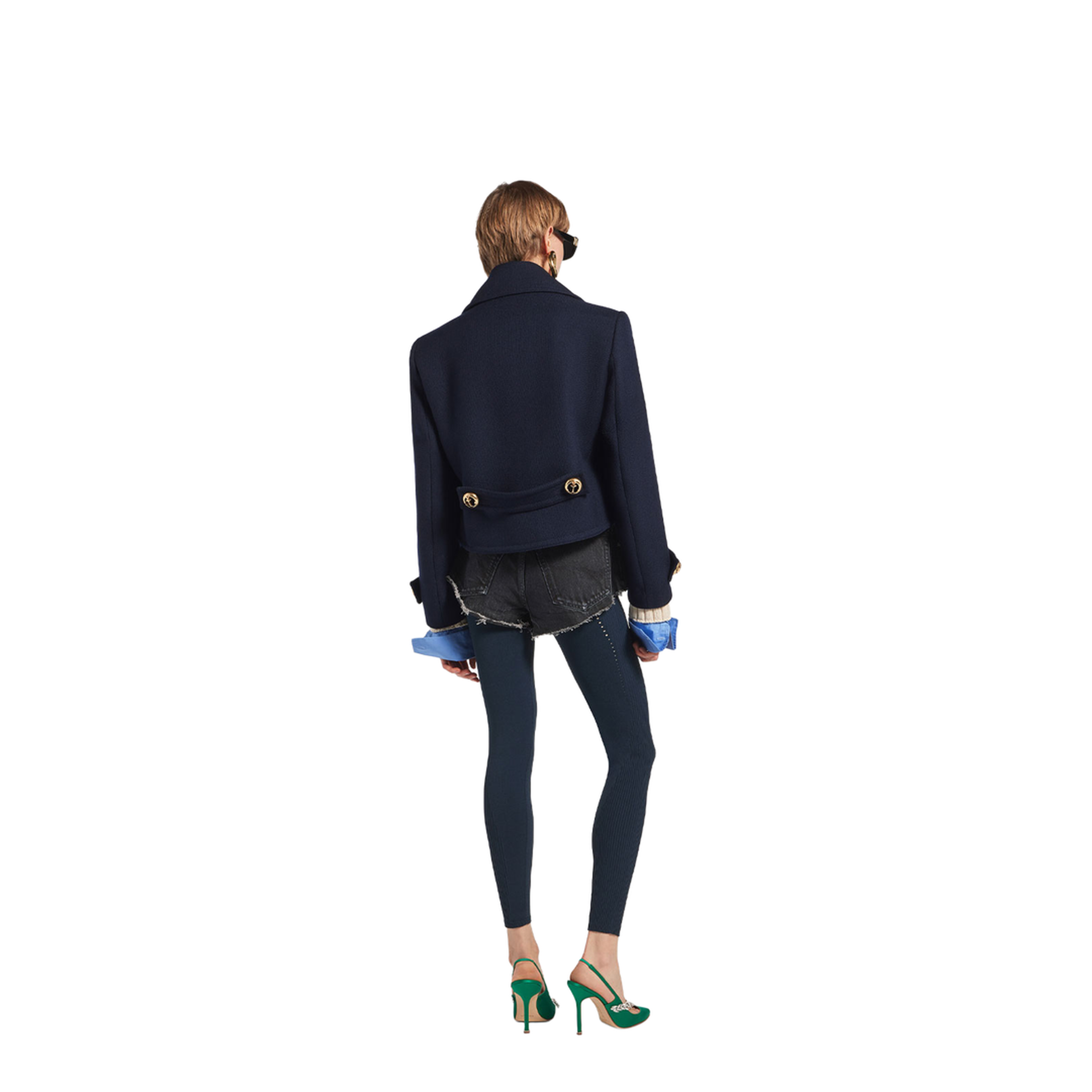 Cropped Peacoat in Textured Wool - Image 4