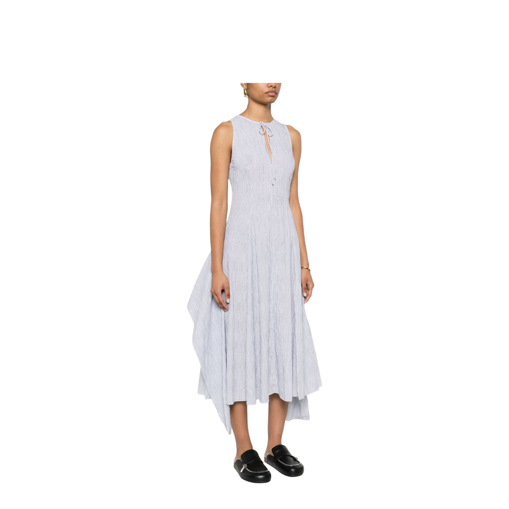 Wrap Dress in Cotton Blend Blue - Image 5