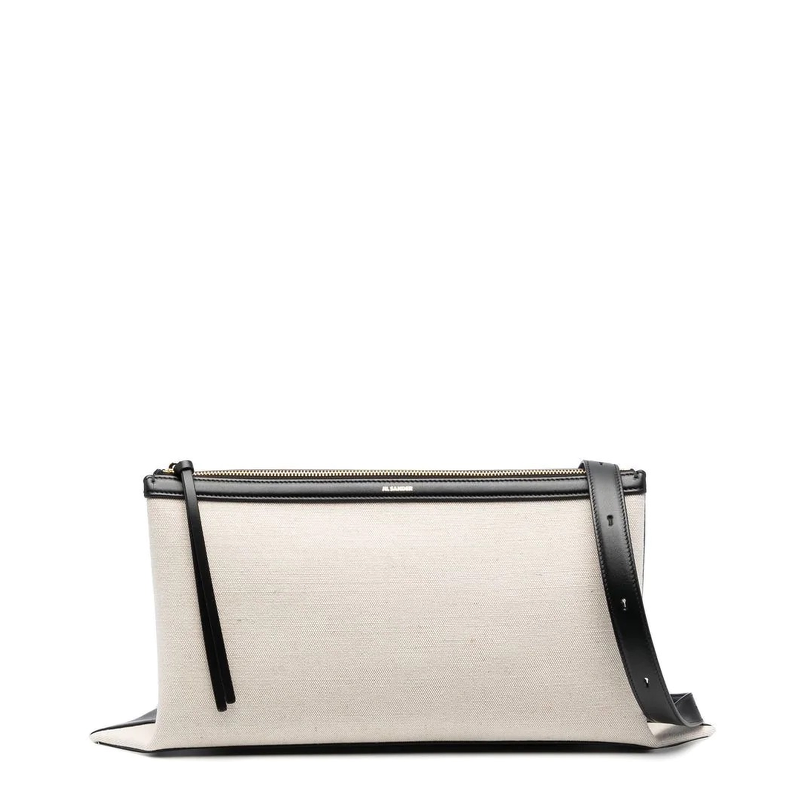 Two-Tone Canvas and Leather Medium Empire Shoulder Bag - Image 3