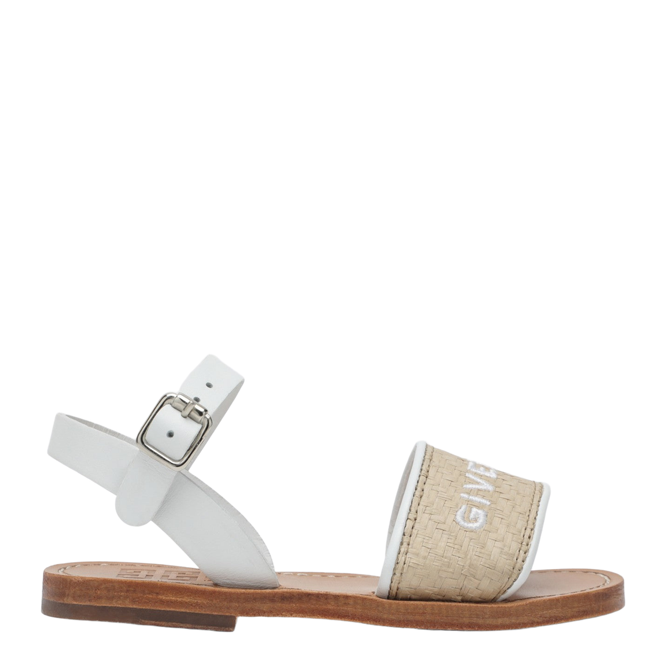 White Beige Sandals with Logo - Image 1