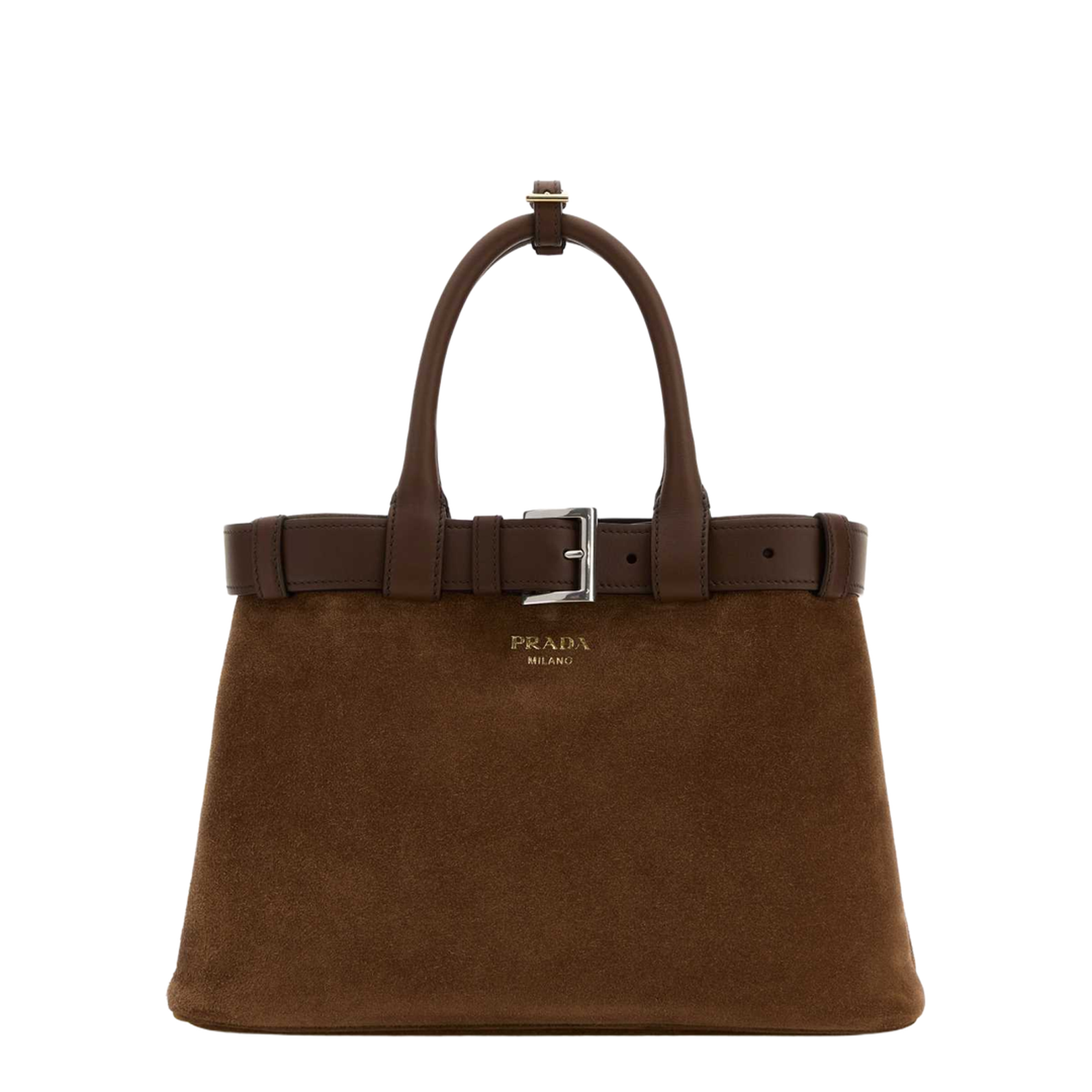 Brown Suede Buckle Medium Handbag - Image 1