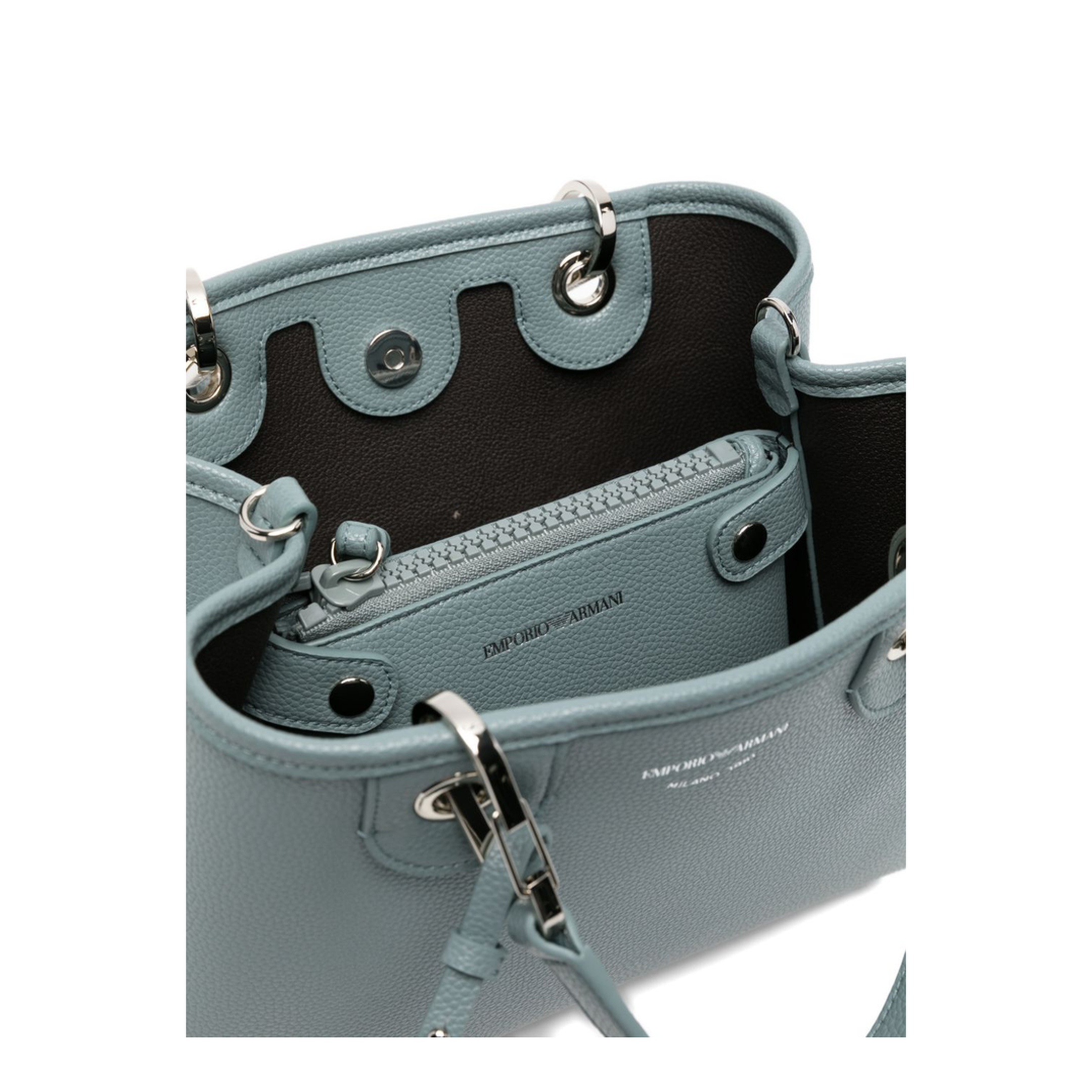 MyEA Small Coated Textile Shopper Bag - Light Blue - Image 3