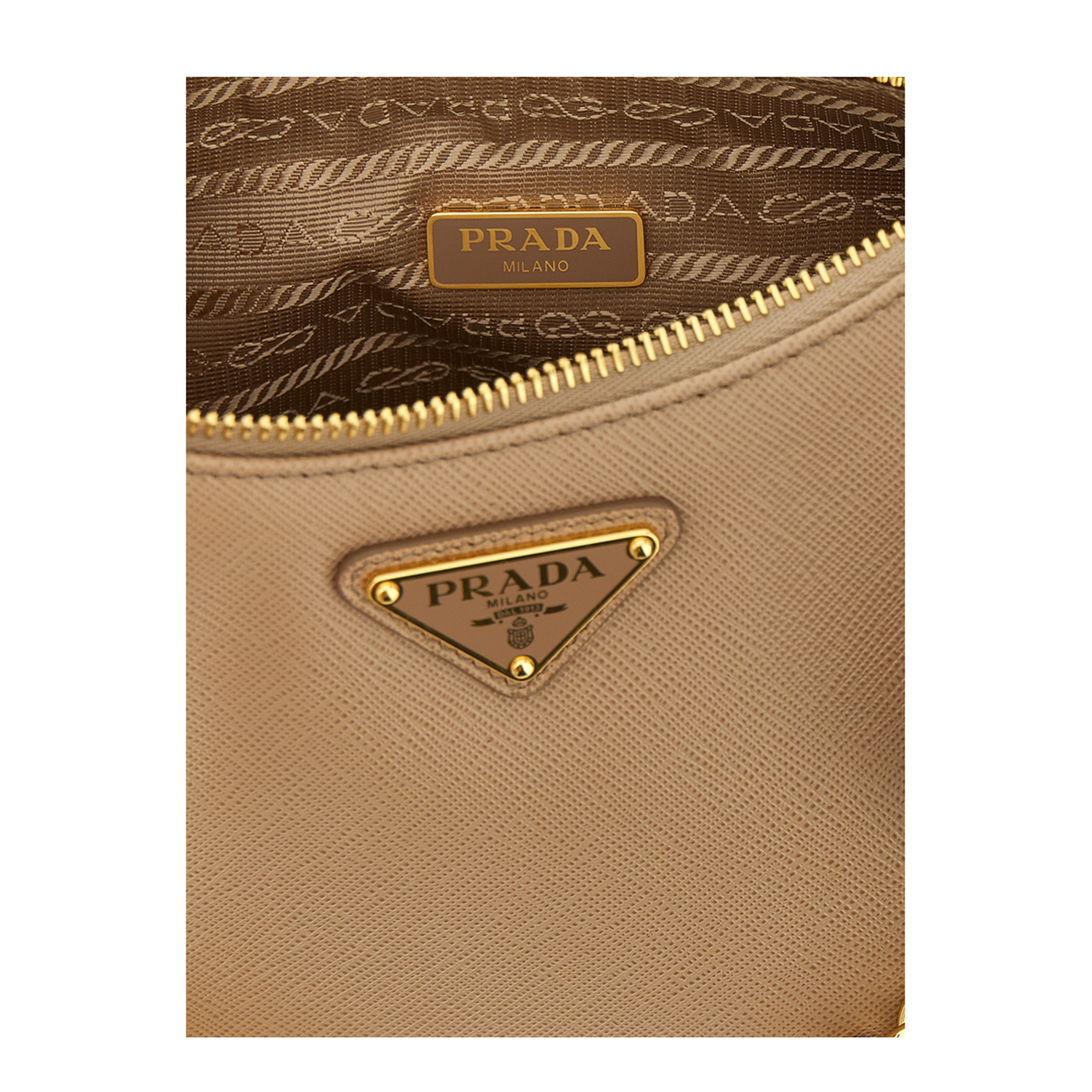 Re-Edition 2005 Medium Saffiano Calfskin Shoulder Bag - Cameo Beige - Image 4