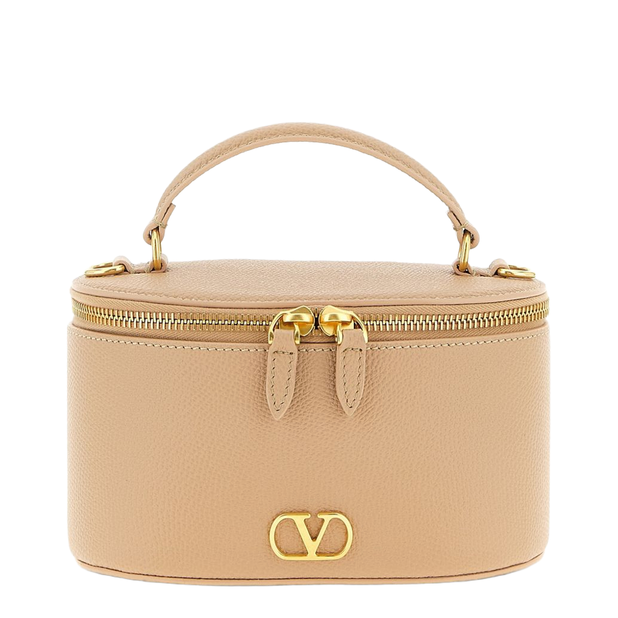VLogo Signature Mini Grainy Calfskin Vanity Bag - Light Ivory - Image 1