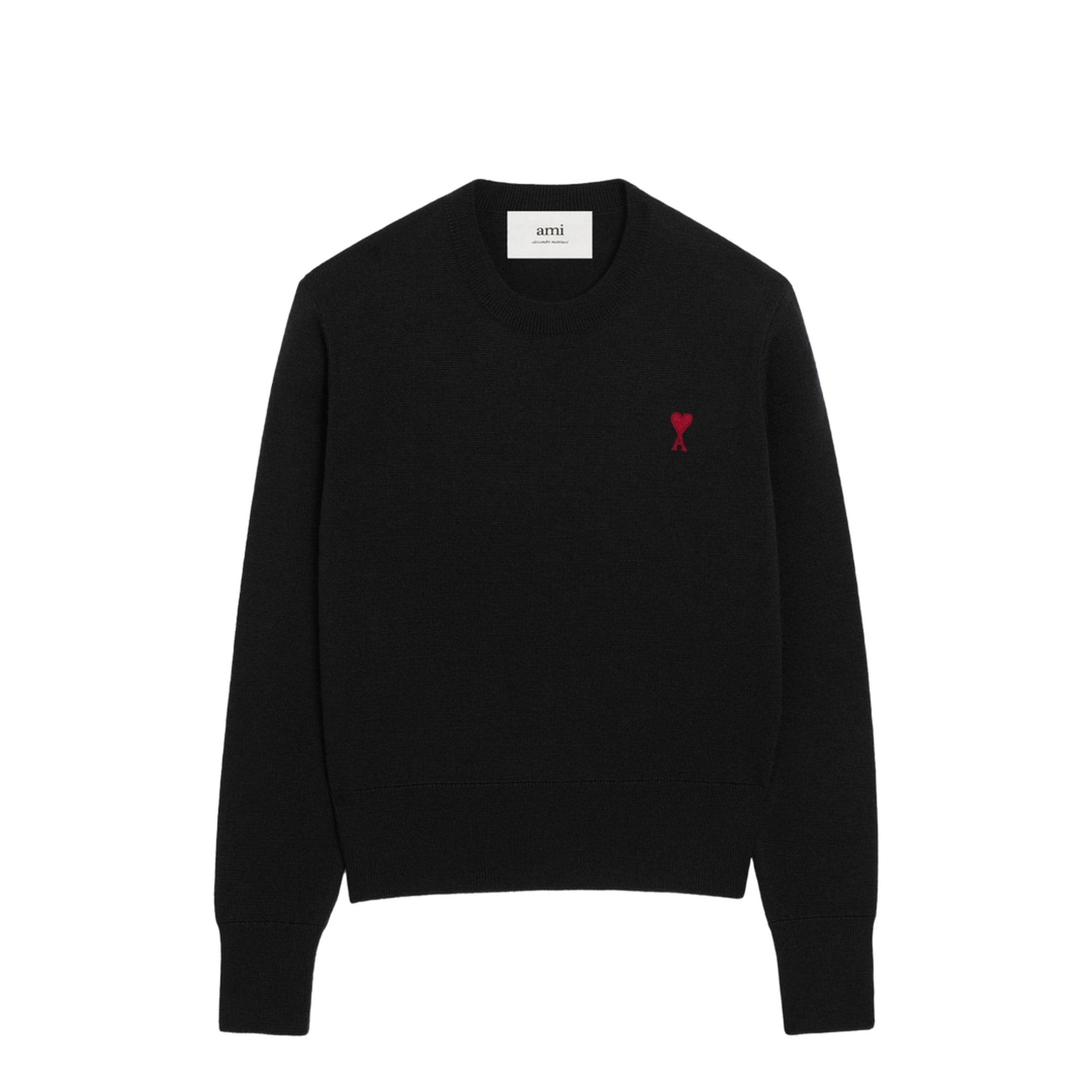 Black Wool Crewneck Sweater - Image 1