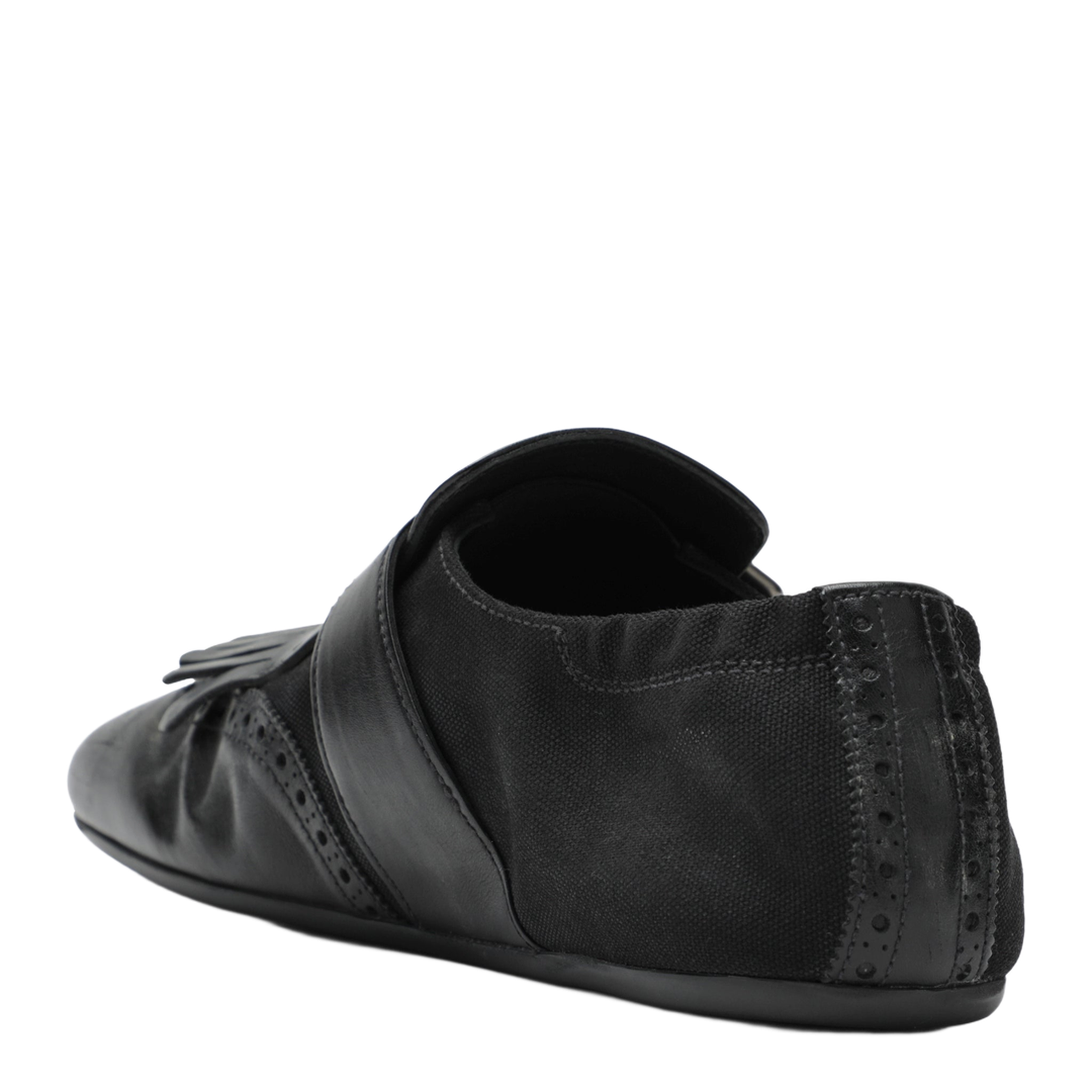 Black Leather Shuffle Buckle Shoes - Image 2