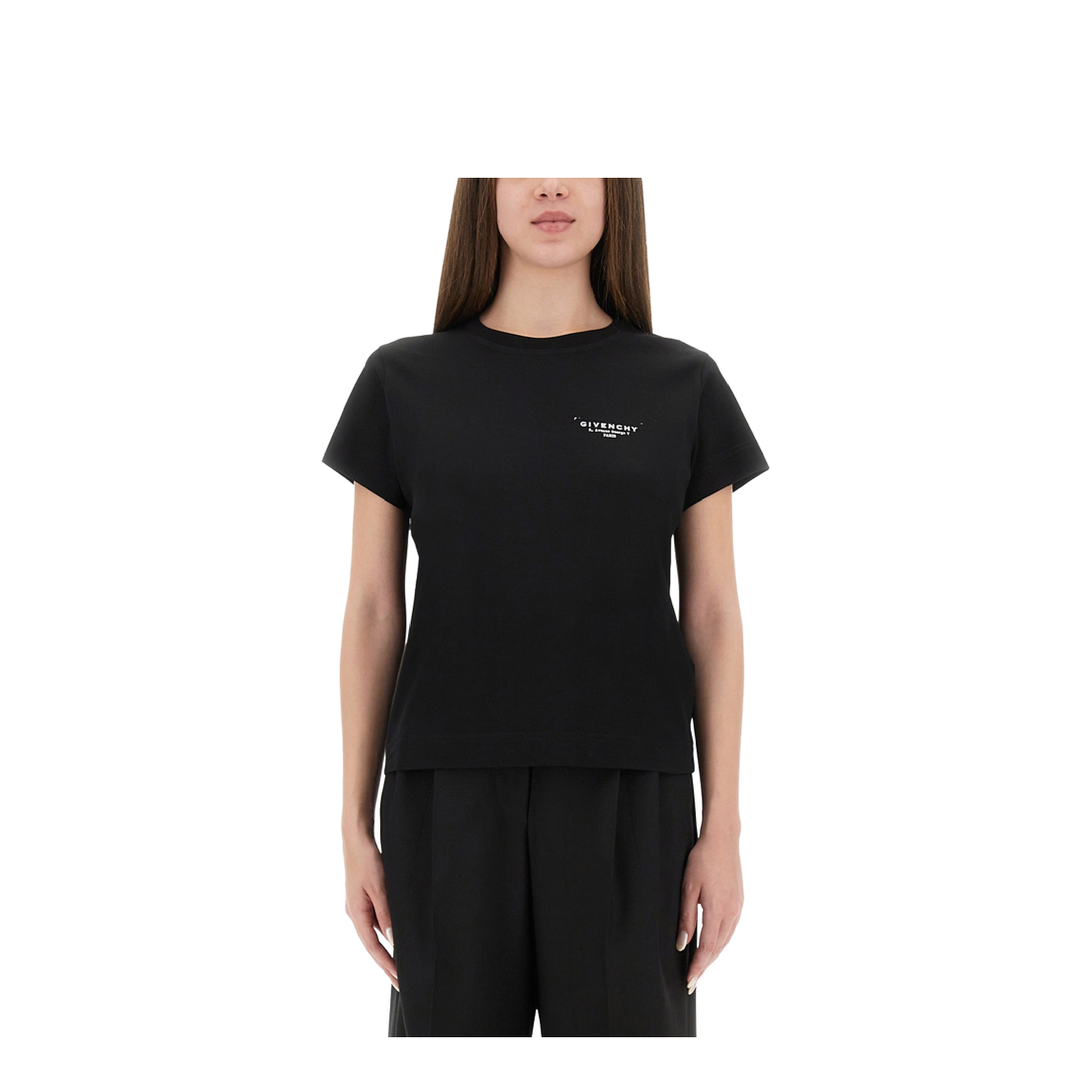 Black Cotton T-Shirt with Logo - Image 1