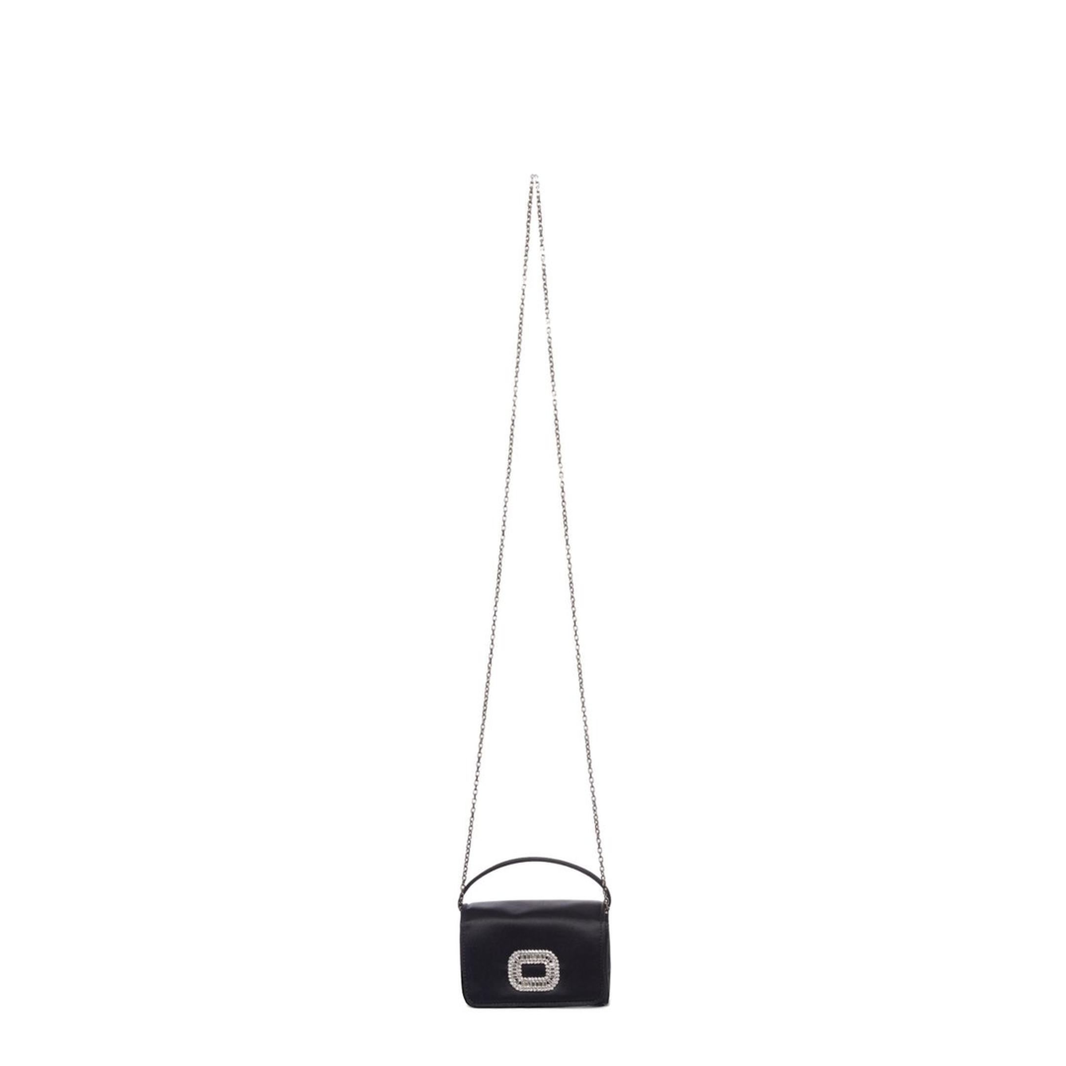 Chain Satin Shoulder Bag - Black - Image 3