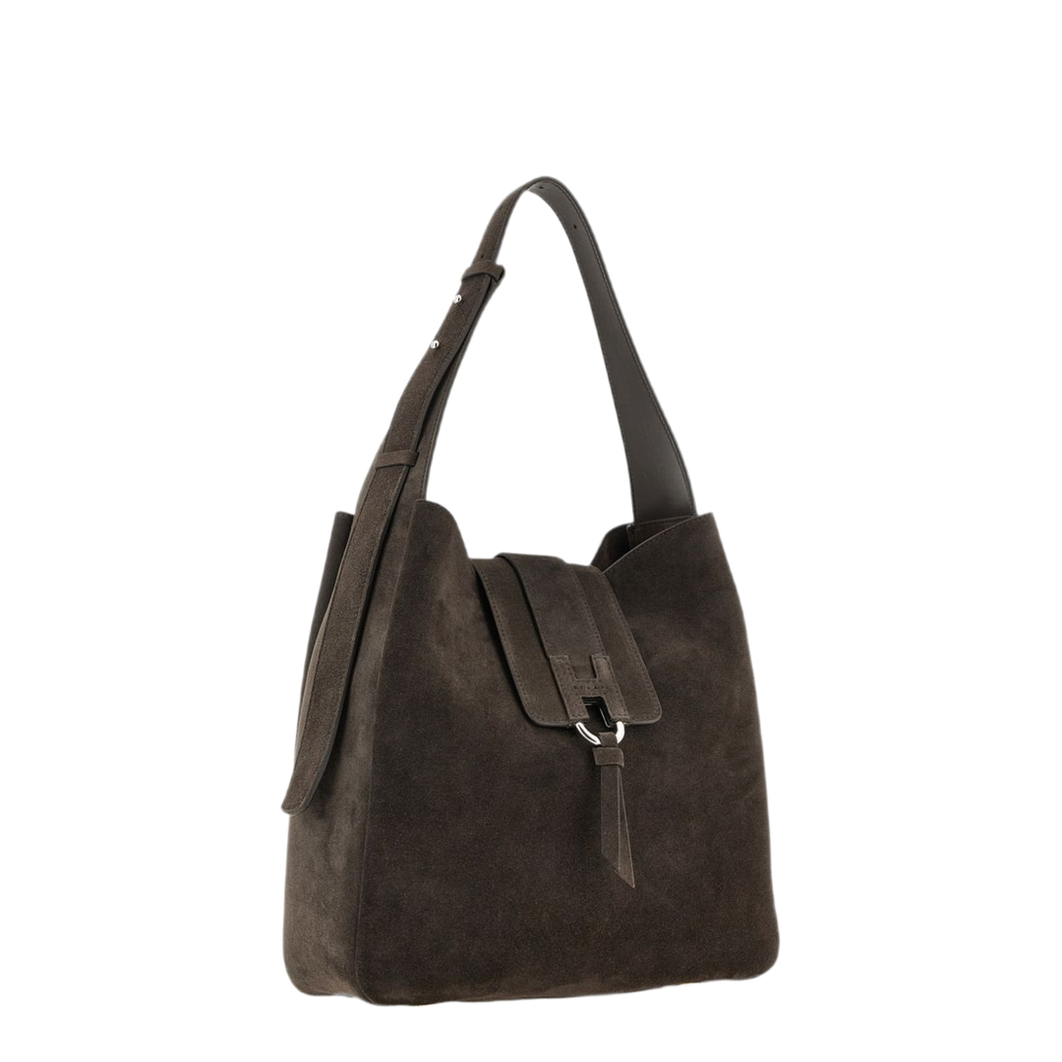 Trend Calf Leather Hobo Bag - Brown - Image 4