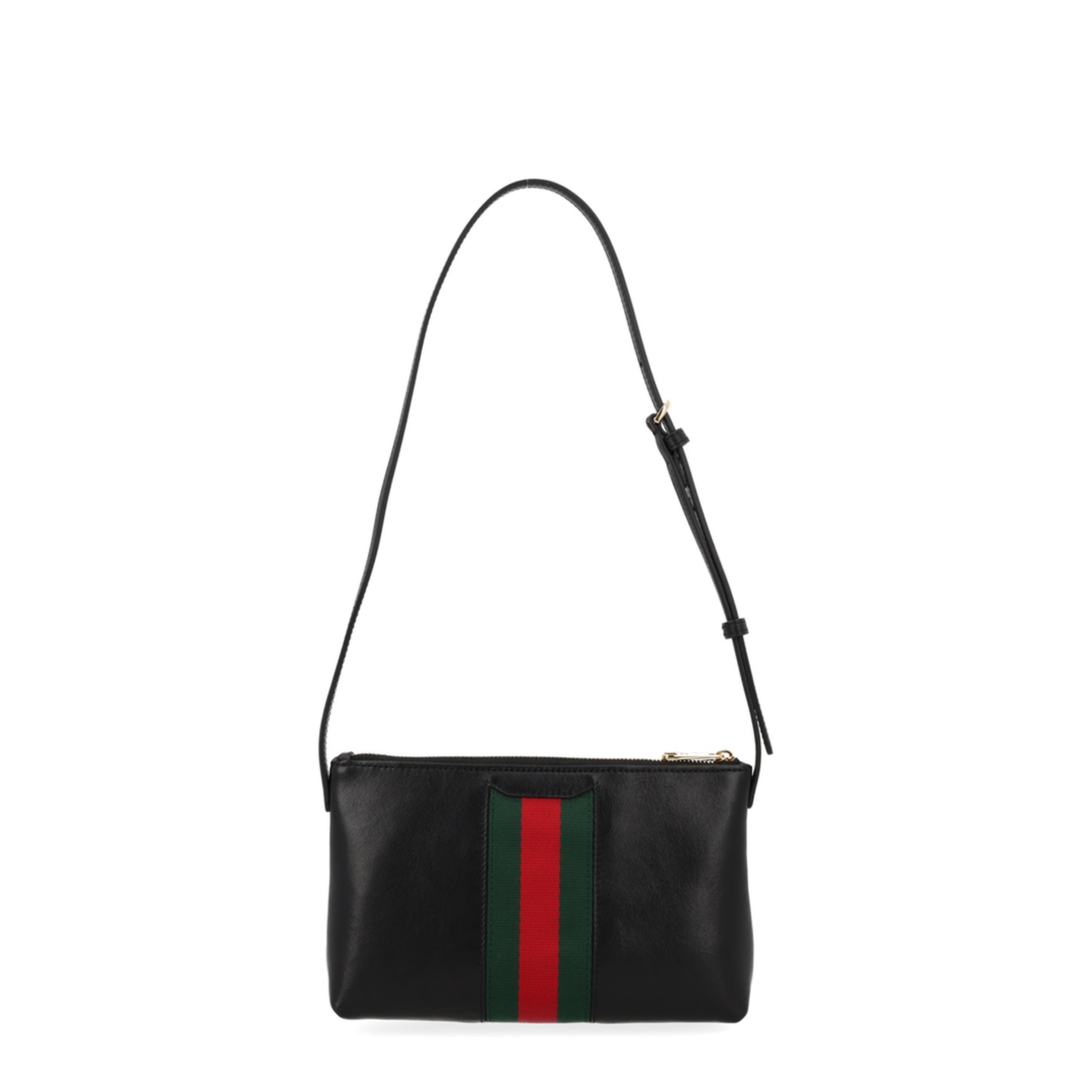 Horsebit Web Small Calf Leather Shoulder Bag - Black - Image 3