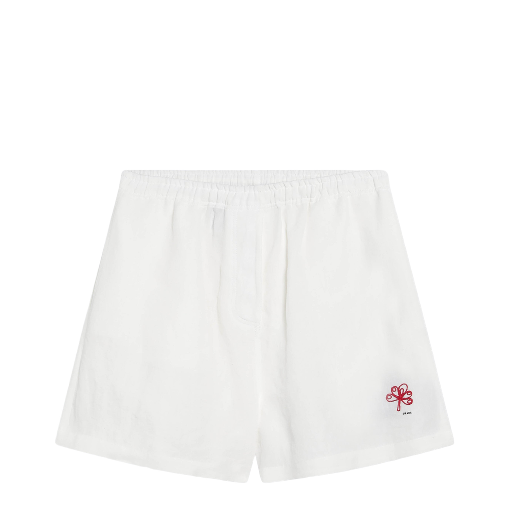 White Embroidered Linen Shorts - Image 1