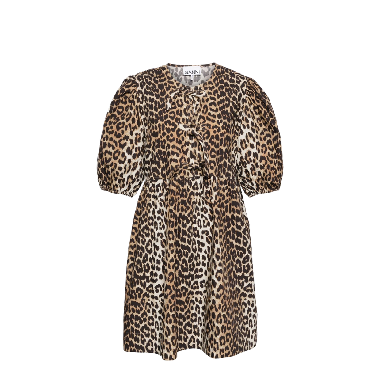 Printed Tie String Poplin Mini Dress - Image 1