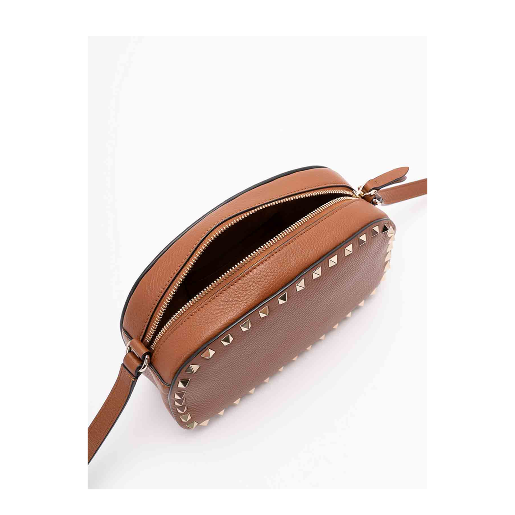 Rockstud Small Calf Leather Camera Case Crossbody - Brown - Image 5