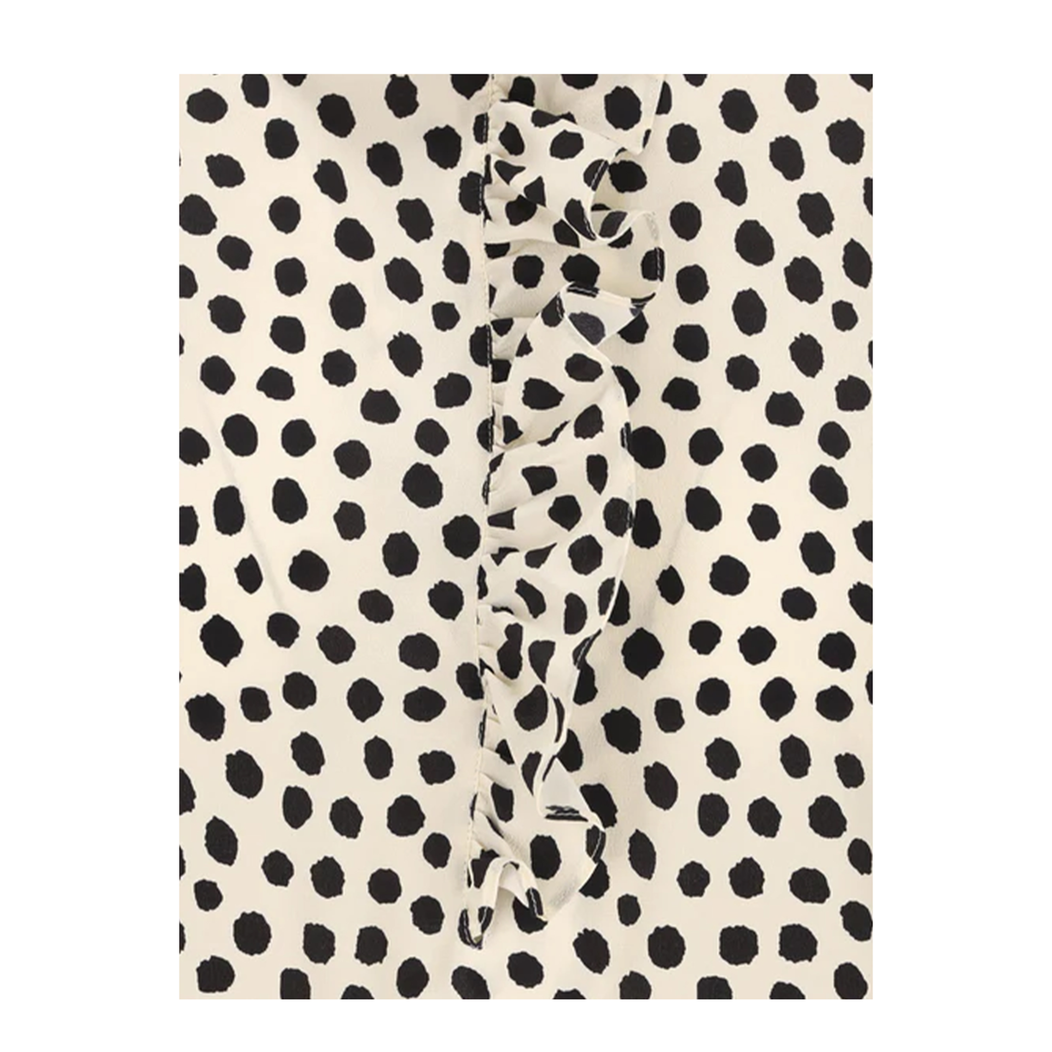 Short-Sleeve Ruffle Top in Crêpe de Chine Beige - Image 3