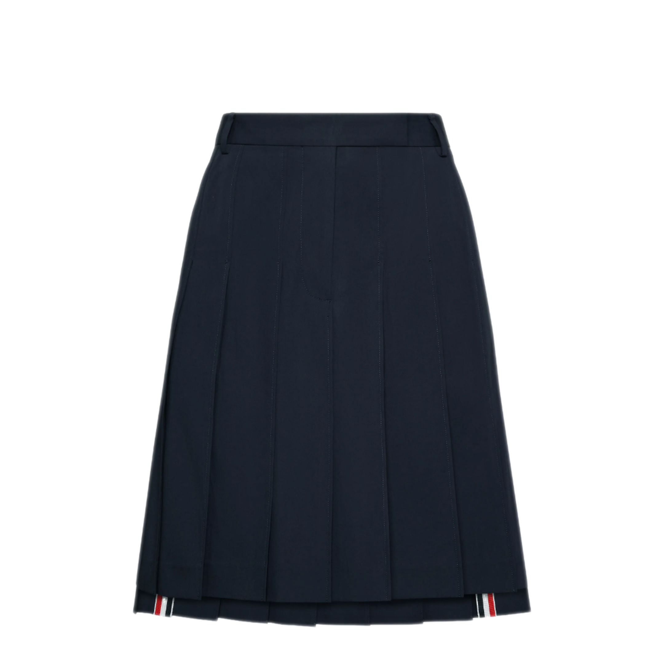Bermuda Length Front Fly Pleated Skirt with GG Details in Wrinkle Free Cotton Suiting - Image 1