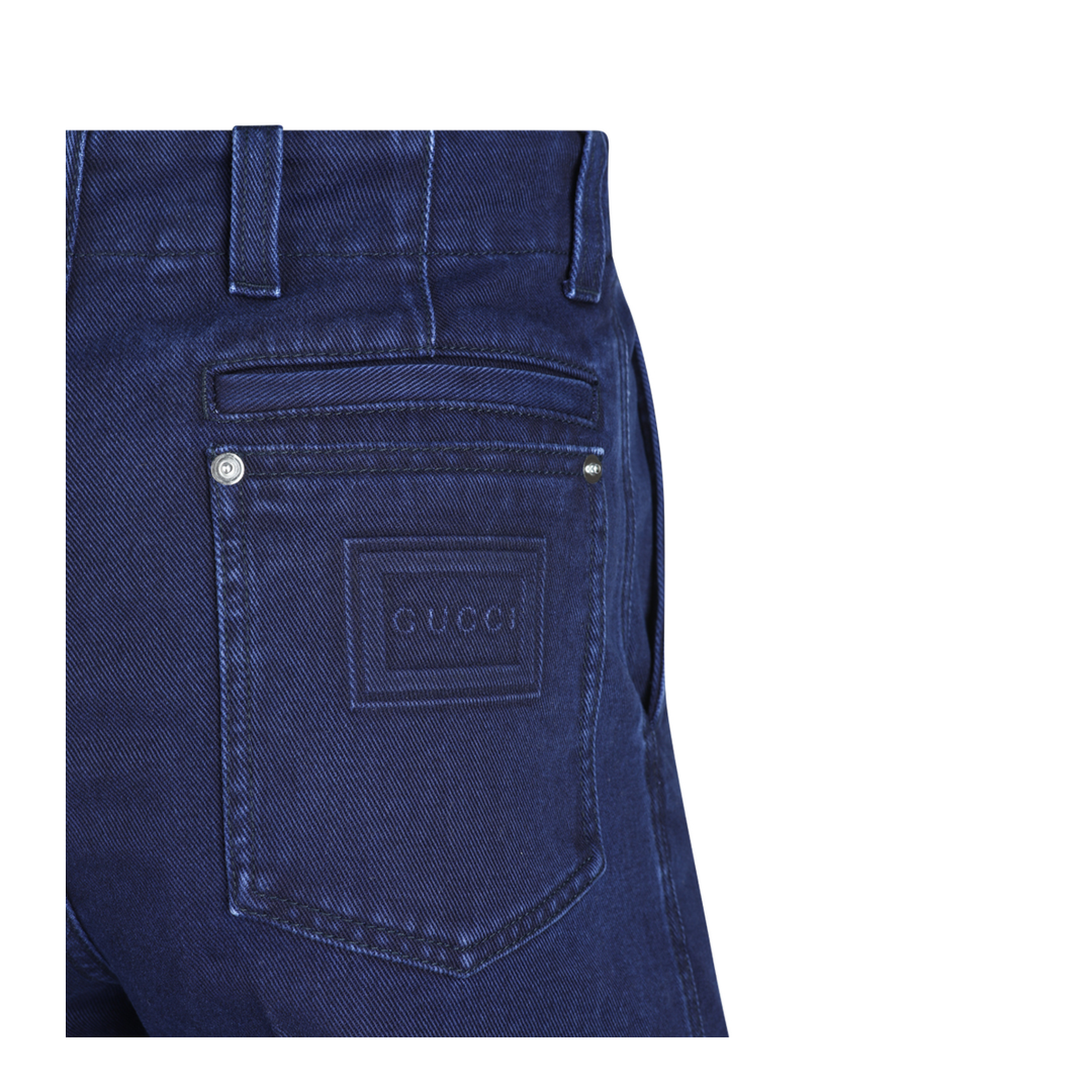 Washed Denim Pant with Embossed Label in Dark Blue - Image 8