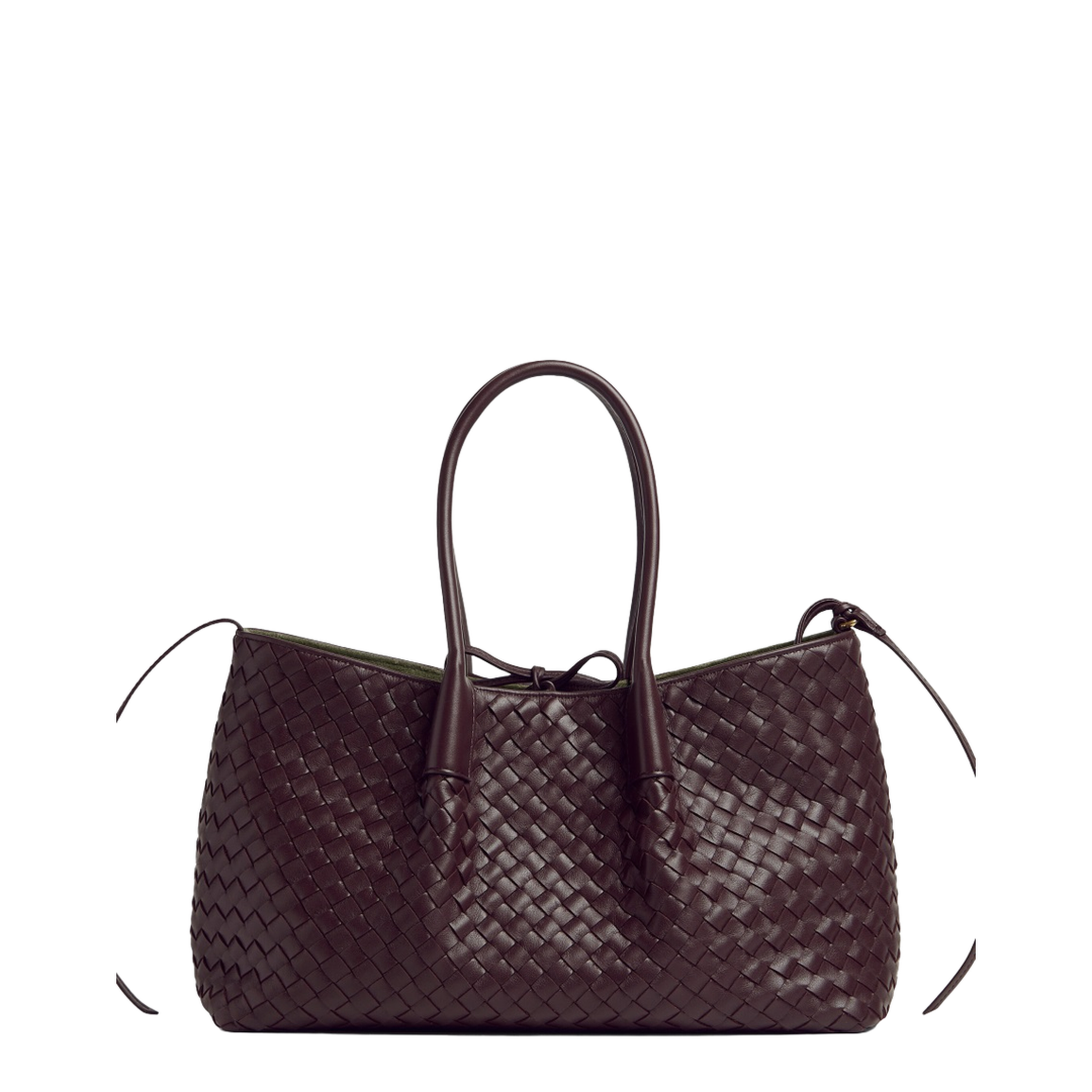 Pinacoteca Medium Calfskin Tote Bag - Dark barolo/Pickle - Image 1