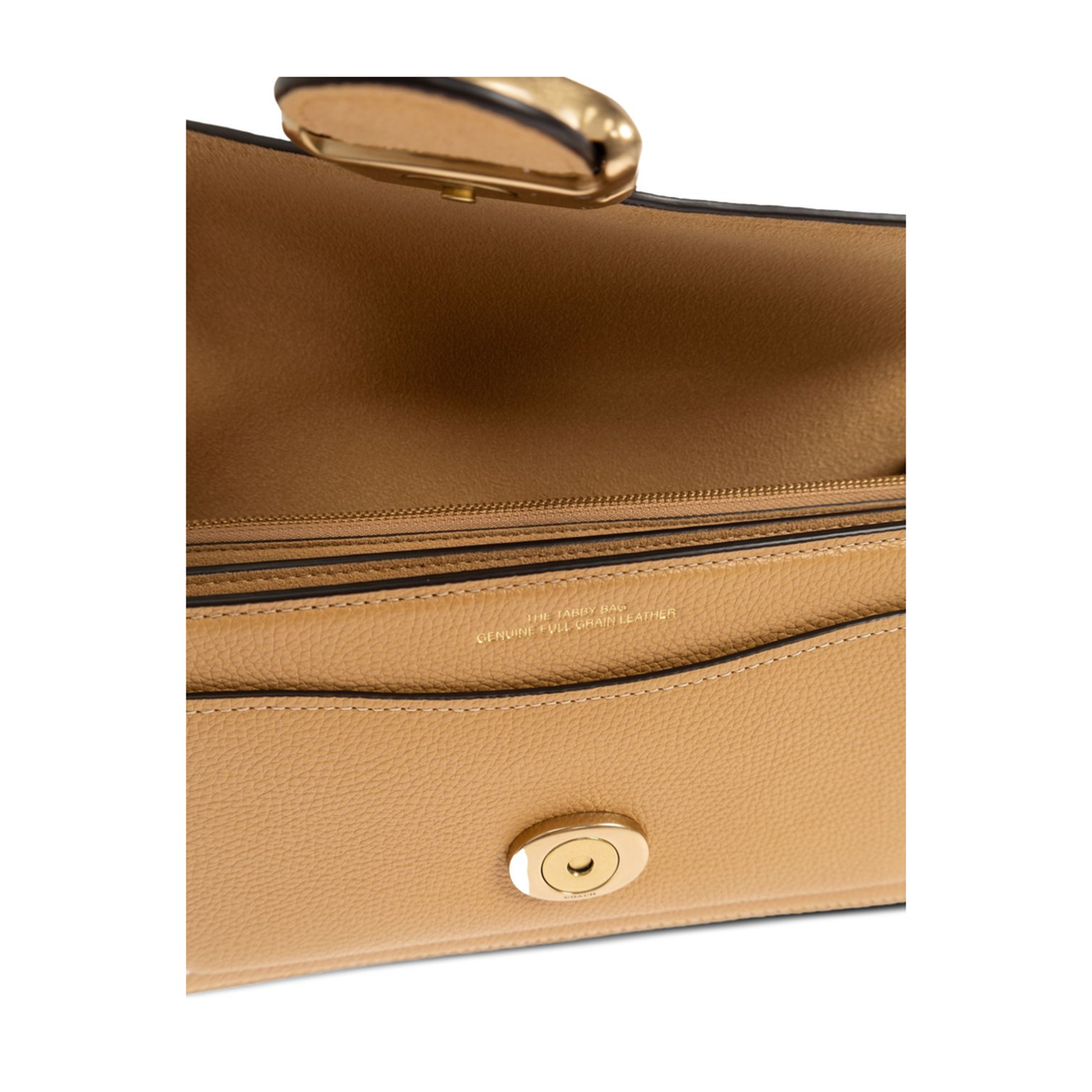 Tabby 26 Polished Pebble Leather Shoulder Bag - Brass/Biscuit - Image 5
