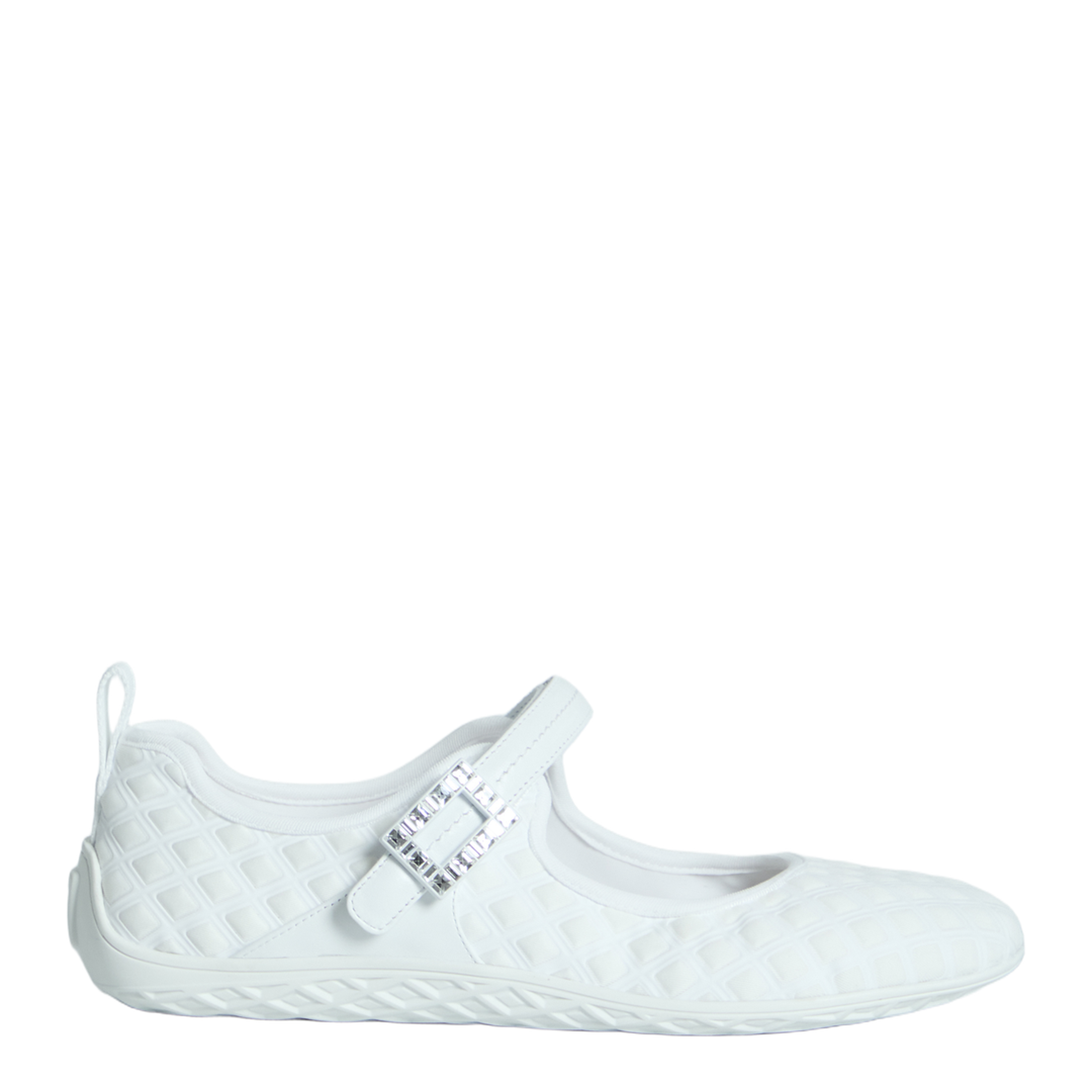 Low Ballerina Flats with Fabric Strap in White - Image 1