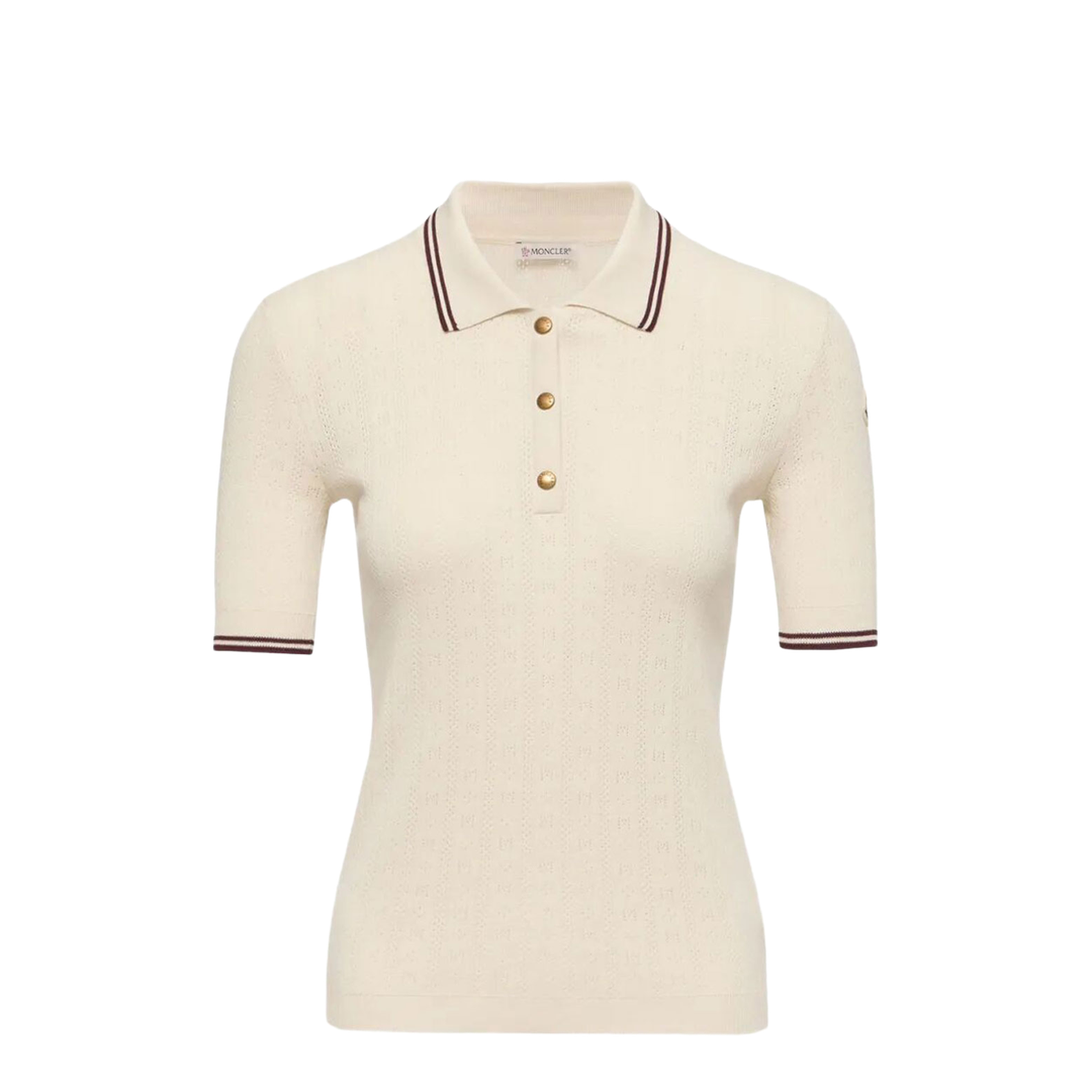 Rhombus and Logo Pattern Cotton Polo Shirt - Image 1