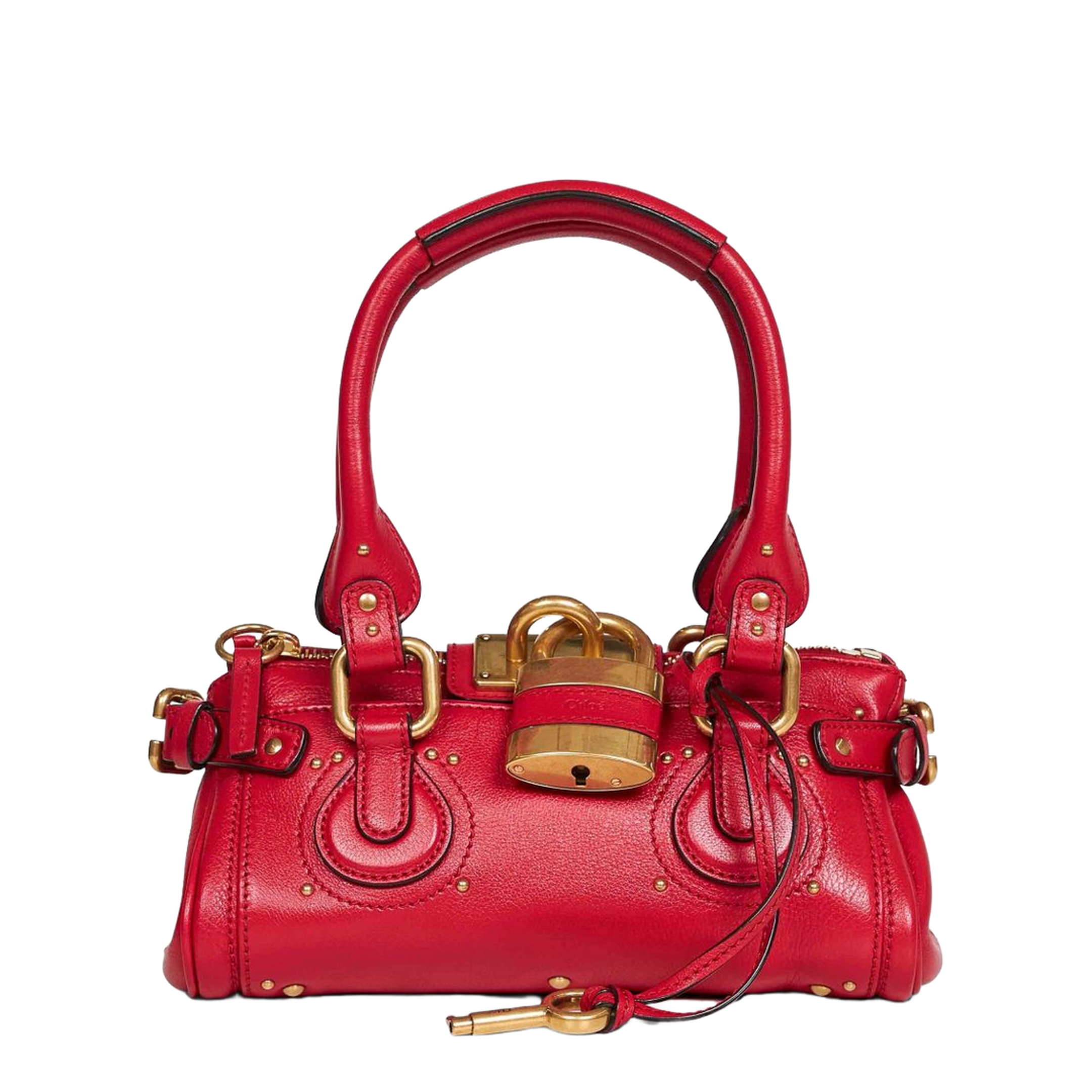 Paddington Small Grained Buffalo Leather Shoulder Bag - Tulip Red - Image 1
