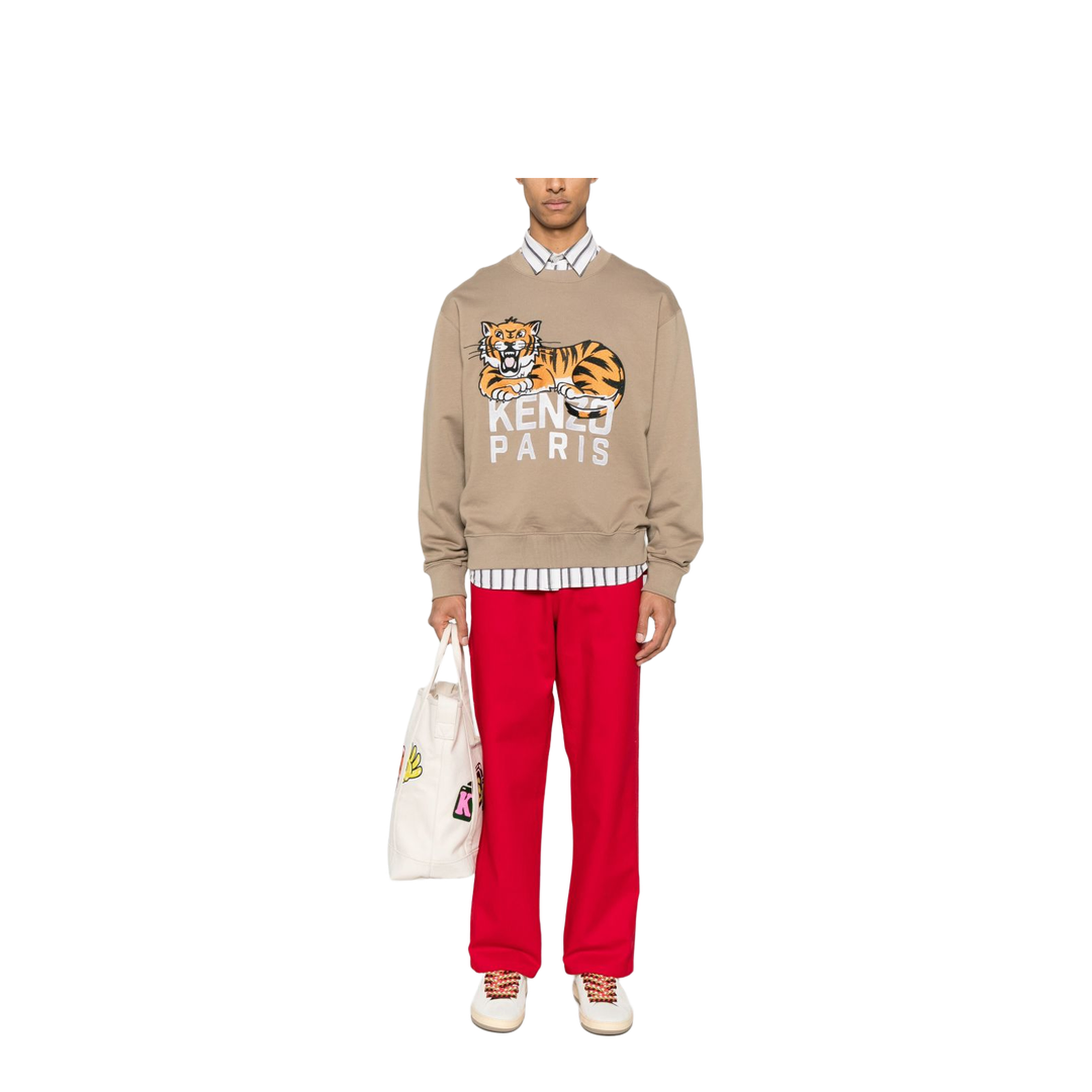 Happy Tiger Embroidered Sweatshirt in Cotton - Image 2