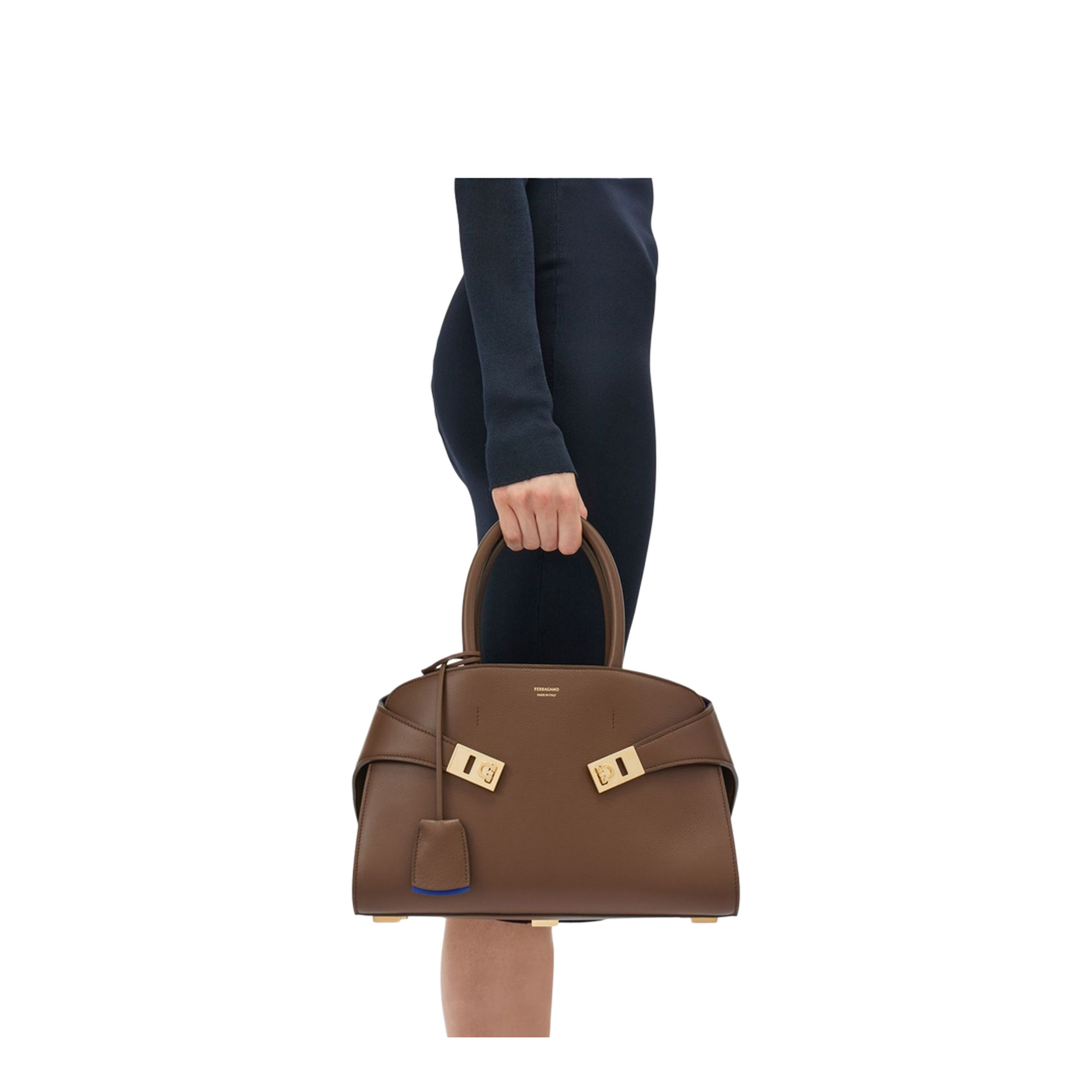 Small Leather Hug Tote Bag - Image 6