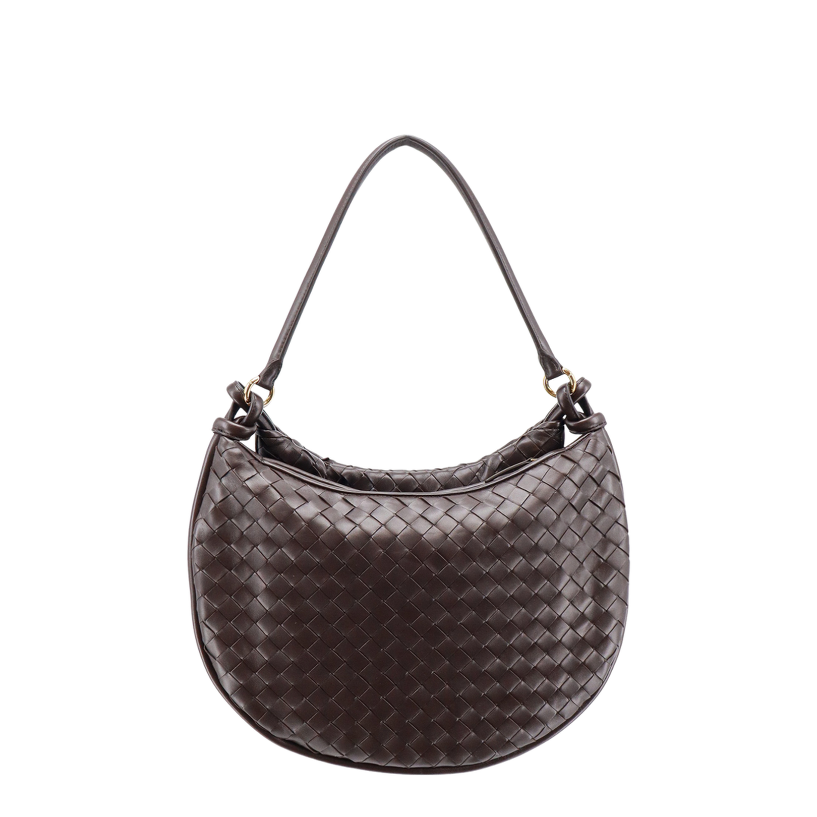 Intrecciato Large Leather Shoulder Bags - Brown - Image 5