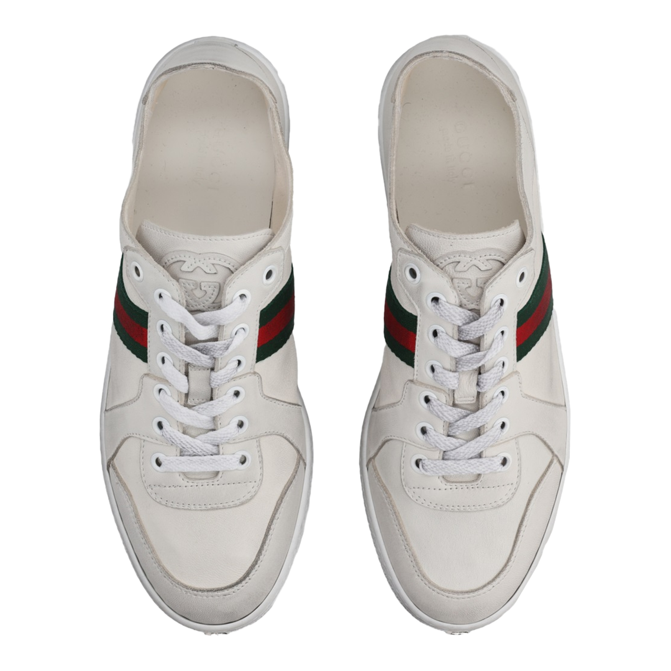 Stretch Low-Top Trainer in White Leather - Image 5