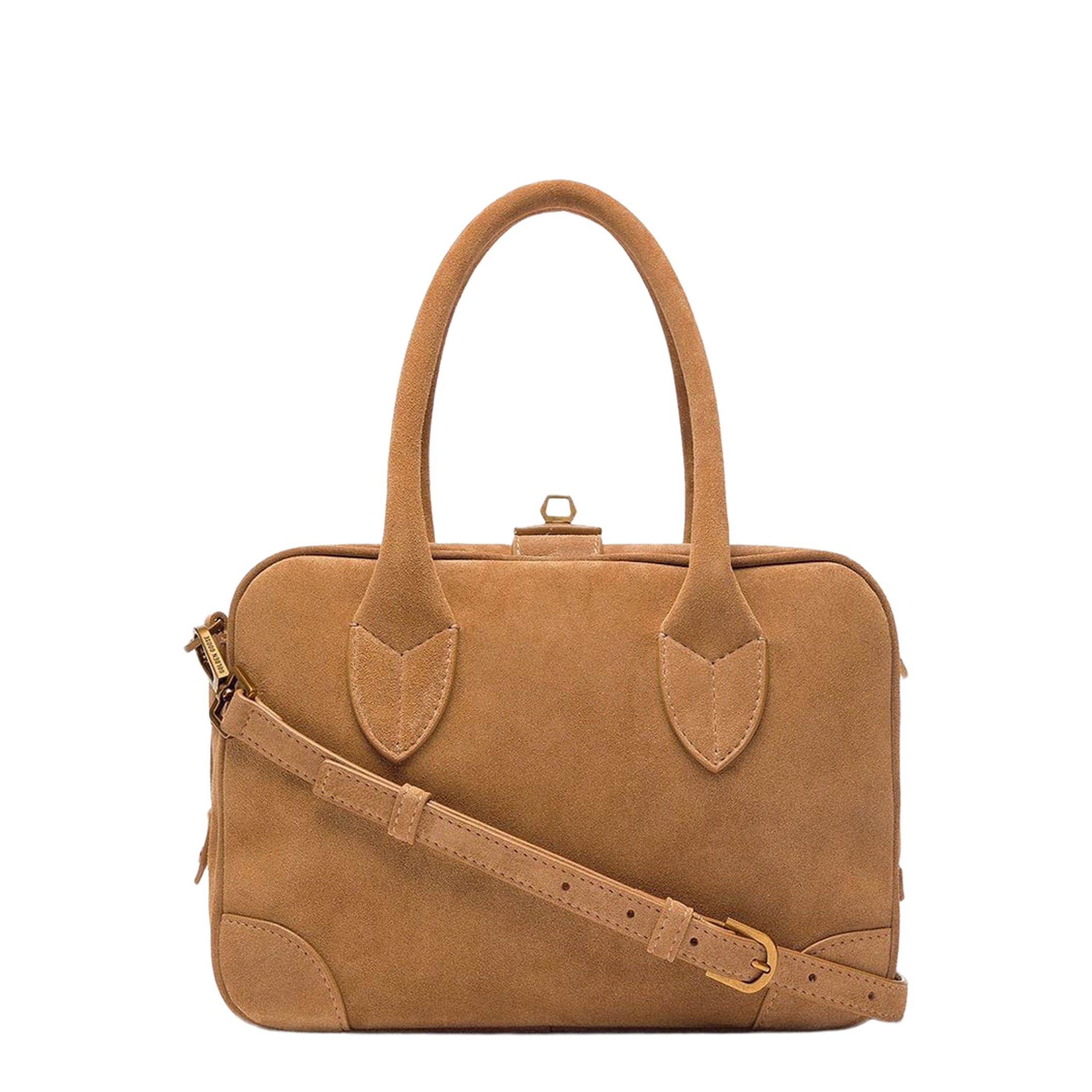 Vita Suede Bag with Gold Details - Image 3