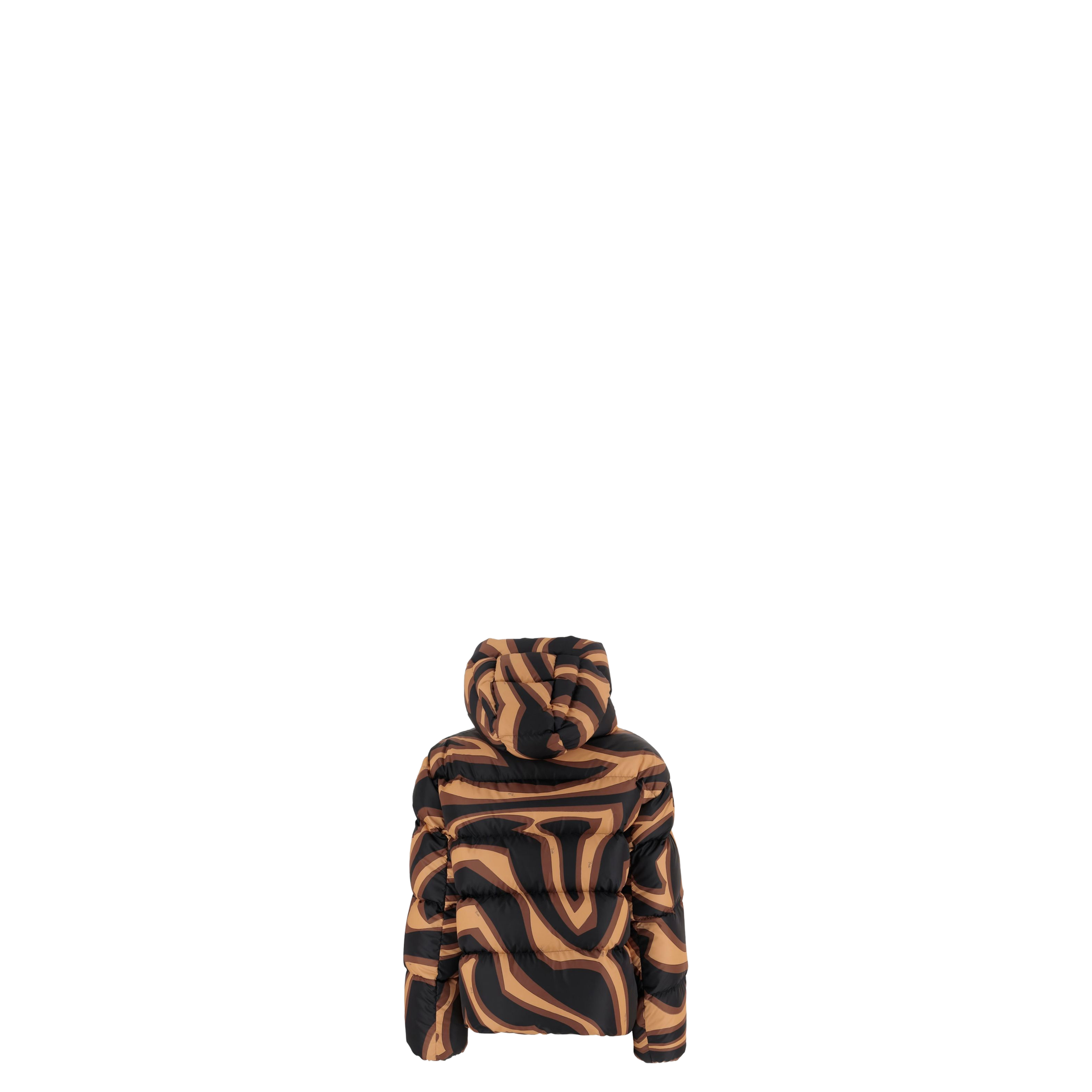 Printed Nylon Down Jacket In Brown - Image 2
