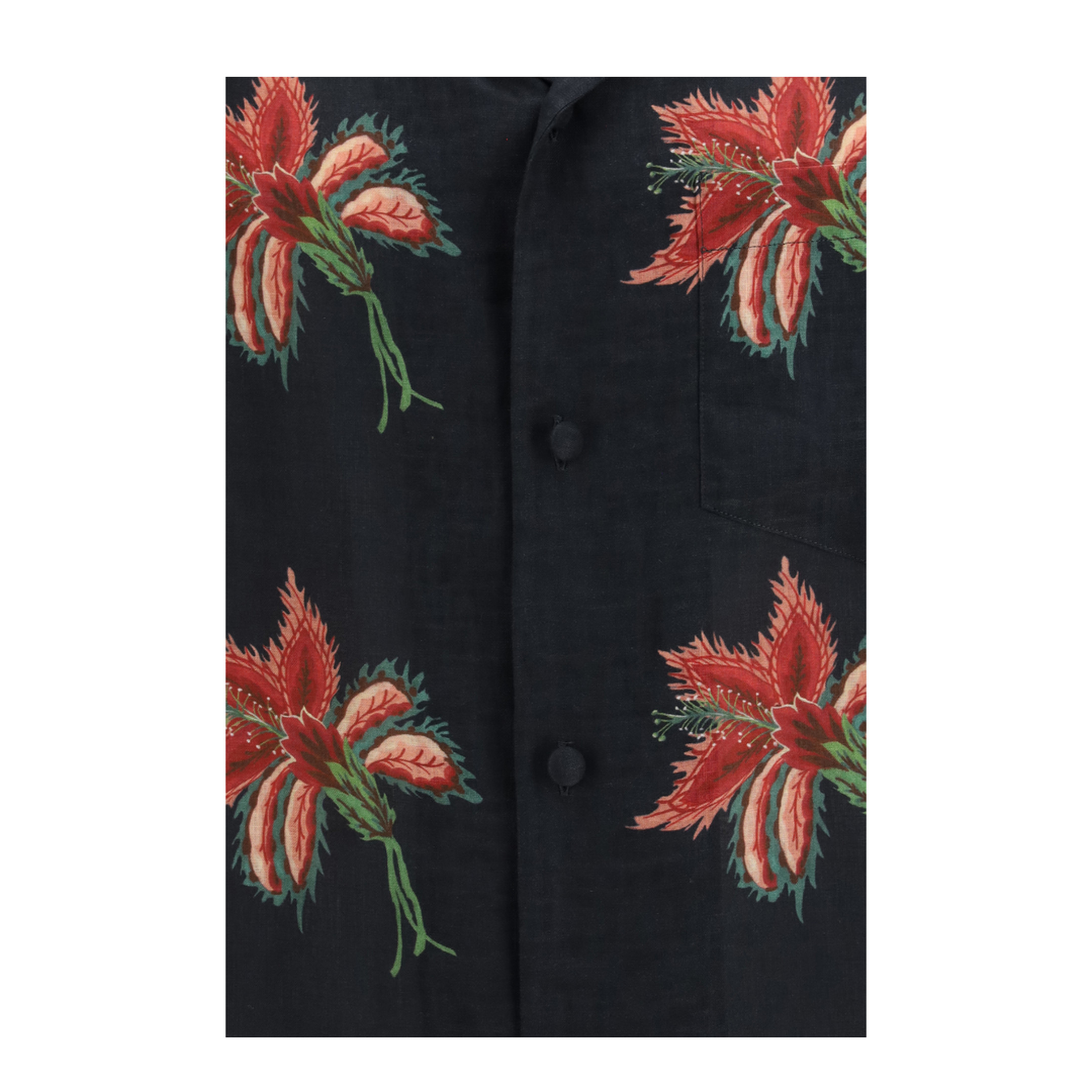 Papier Floral Print Linen Bowling Shirt - Image 3