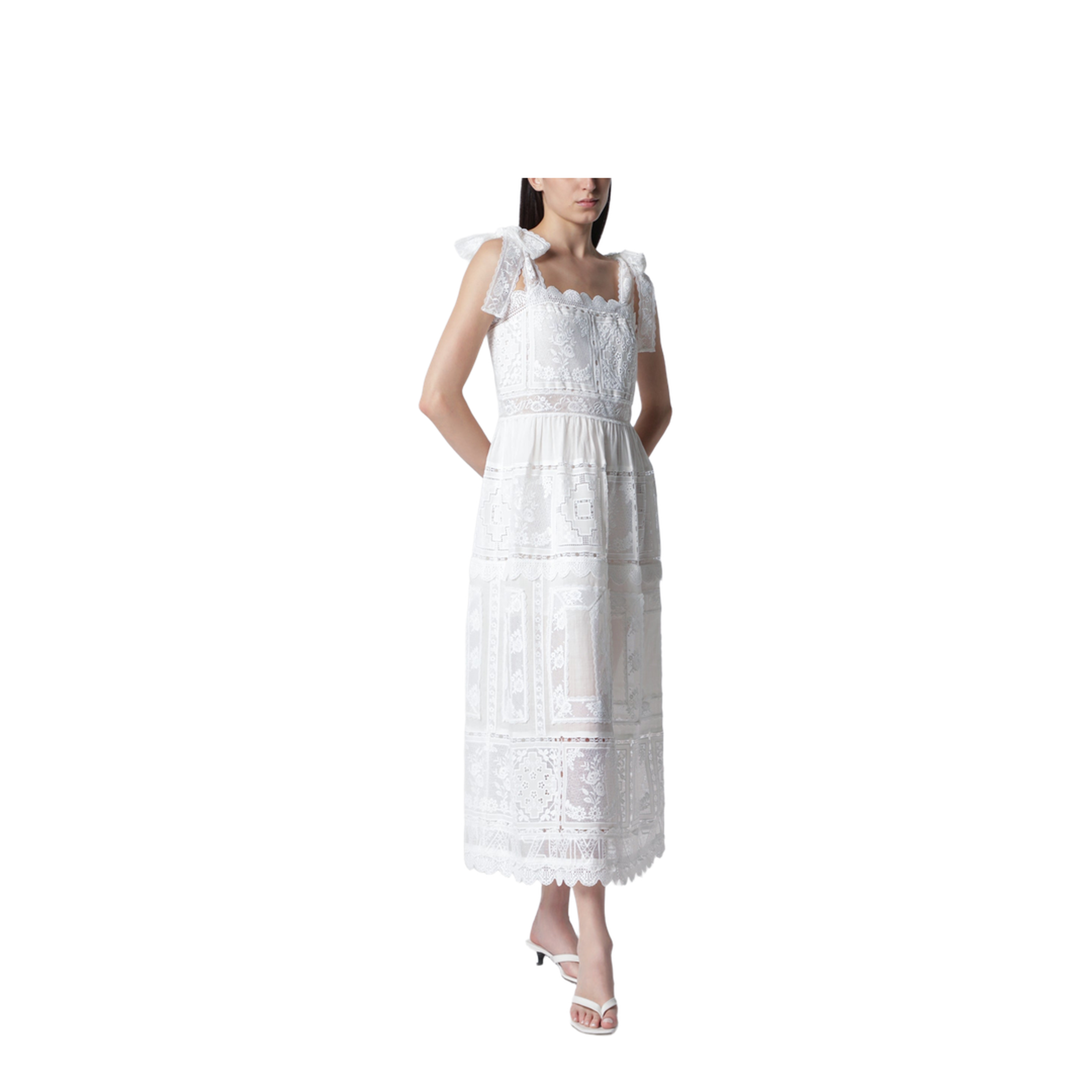 Ivory Aster Dress with Lace Trim - Image 1