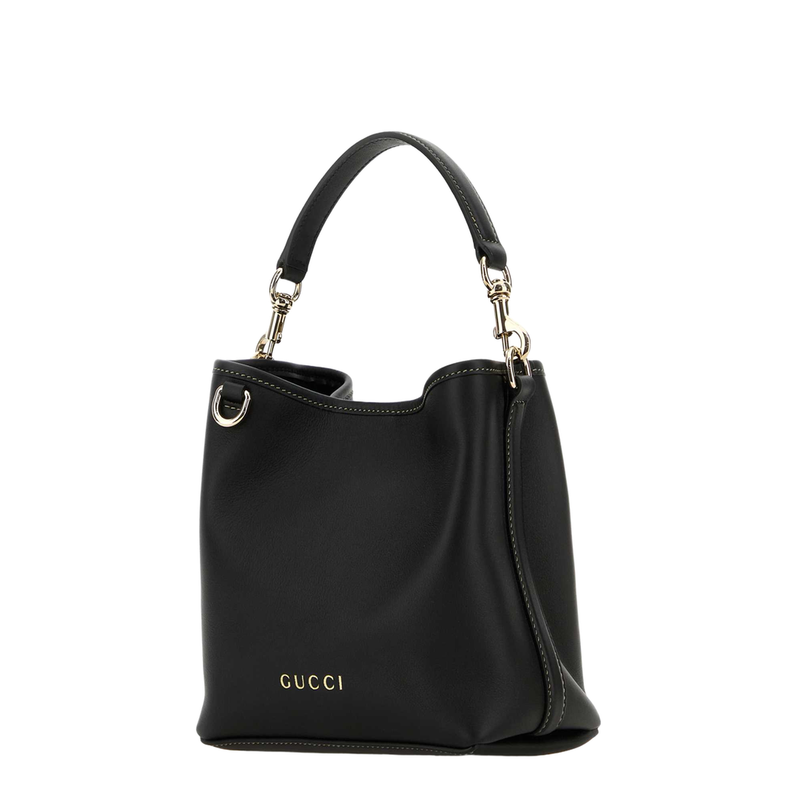 GG Emblem Leather Bucket Bag - Black - Image 3