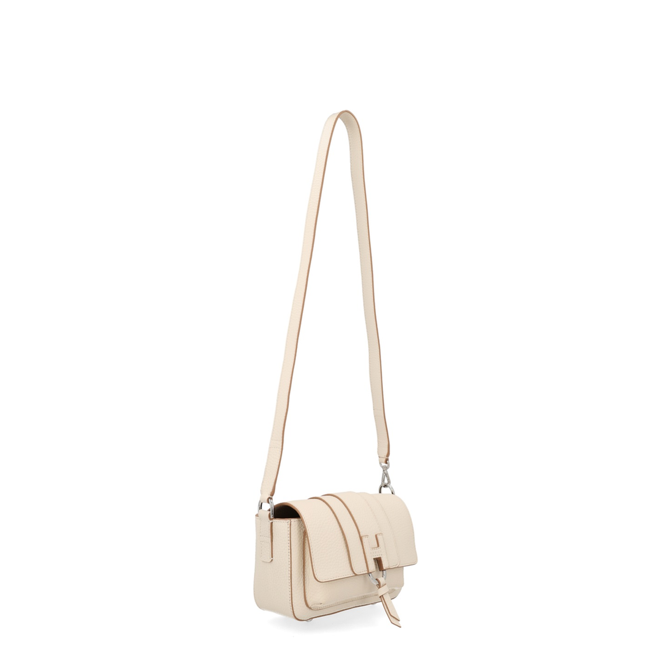 Trend Medium Hammered Leather Flap Bag - Light Beige - Image 3